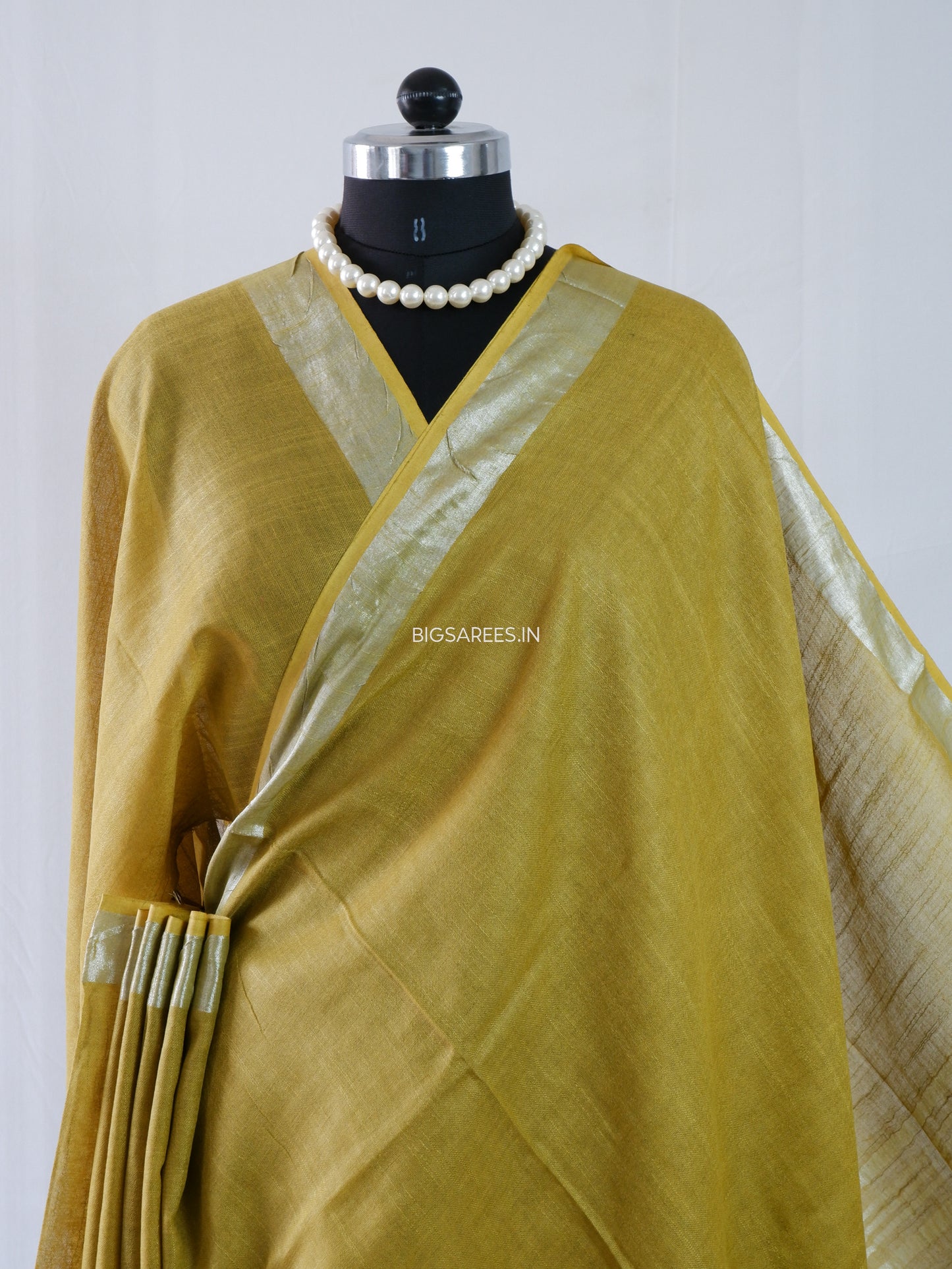 Cotton Linen Saree | Moss Green