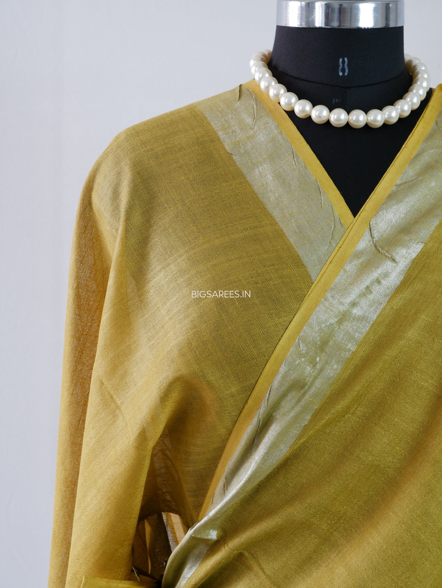 Cotton Linen Saree | Moss Green