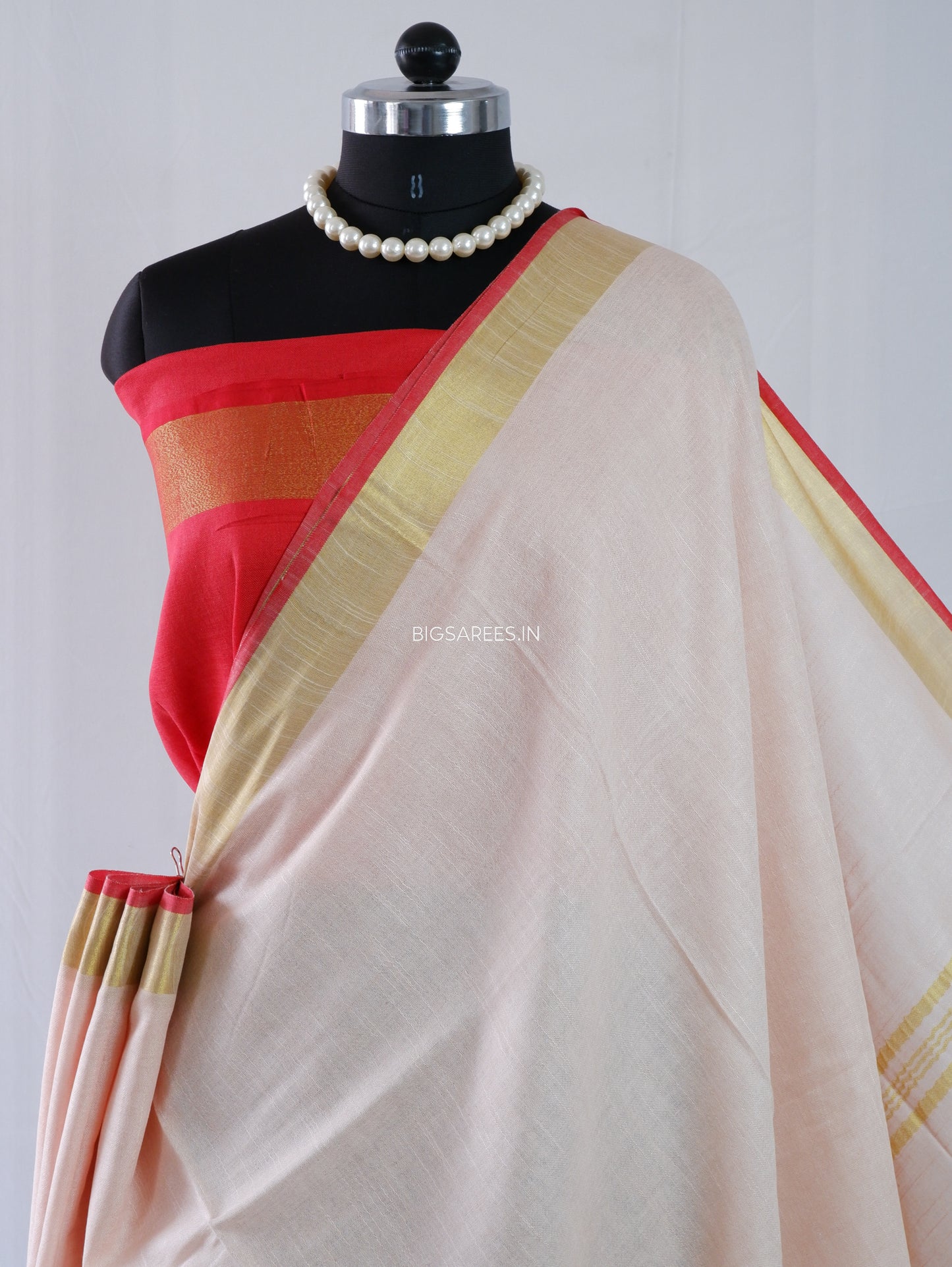 Cotton Linen Saree | Light Pink