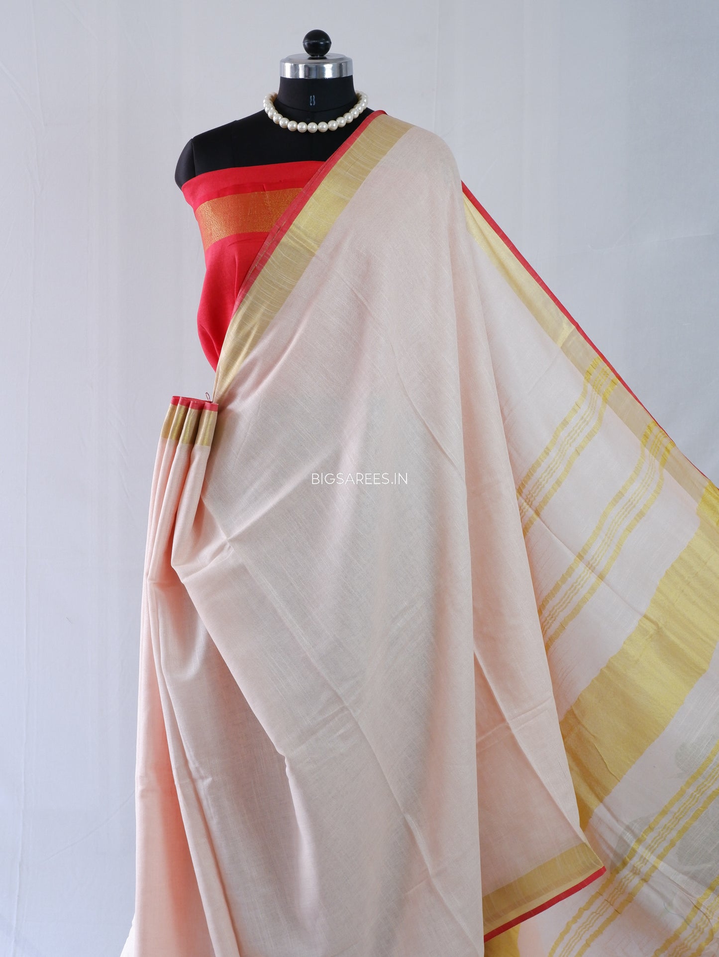 Cotton Linen Saree | Light Pink