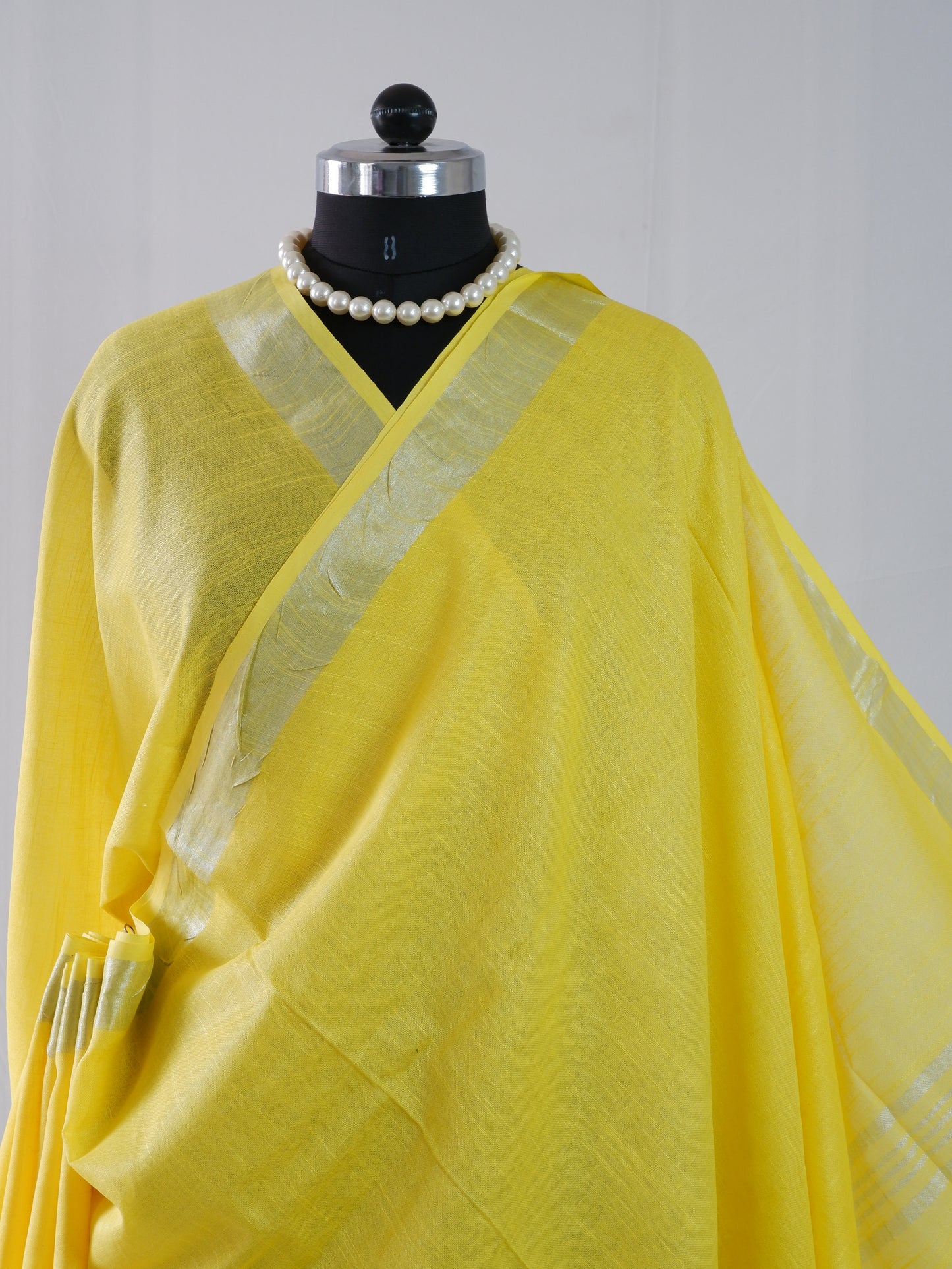 Cotton Linen Saree With Running Blouse | Yellow
