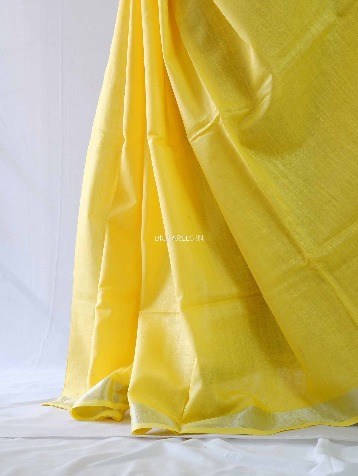 Cotton Linen Saree With Running Blouse | Yellow