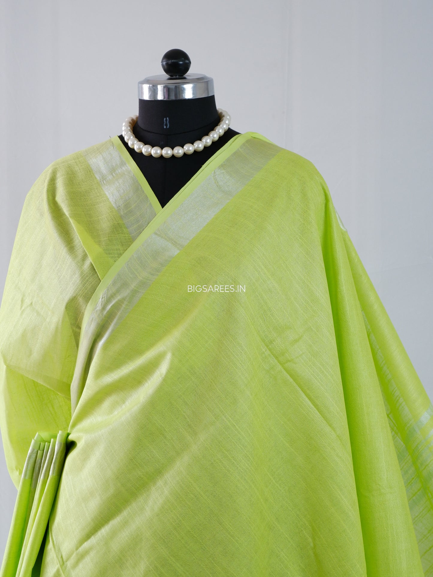 Cotton Linen Saree | Light Green