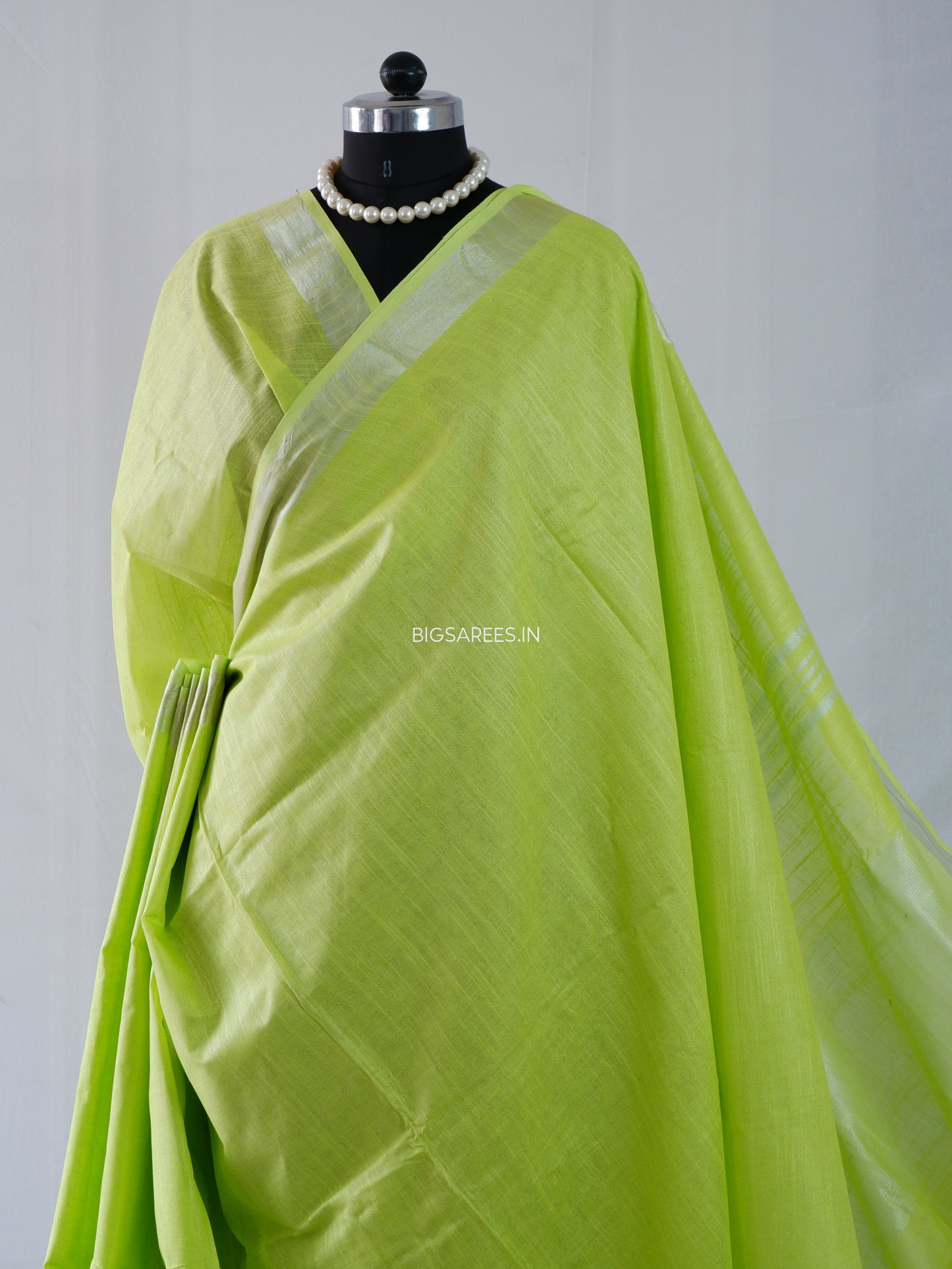 Cotton Linen Saree | Light Green