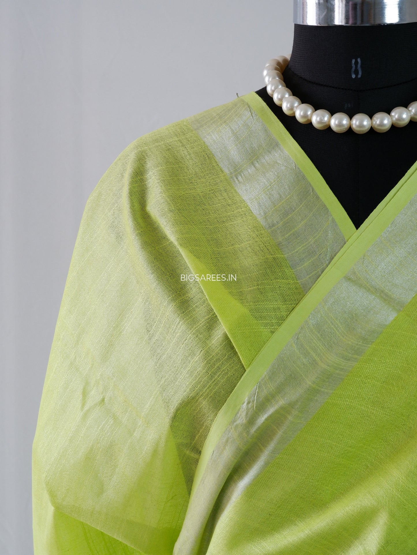 Cotton Linen Saree | Light Green