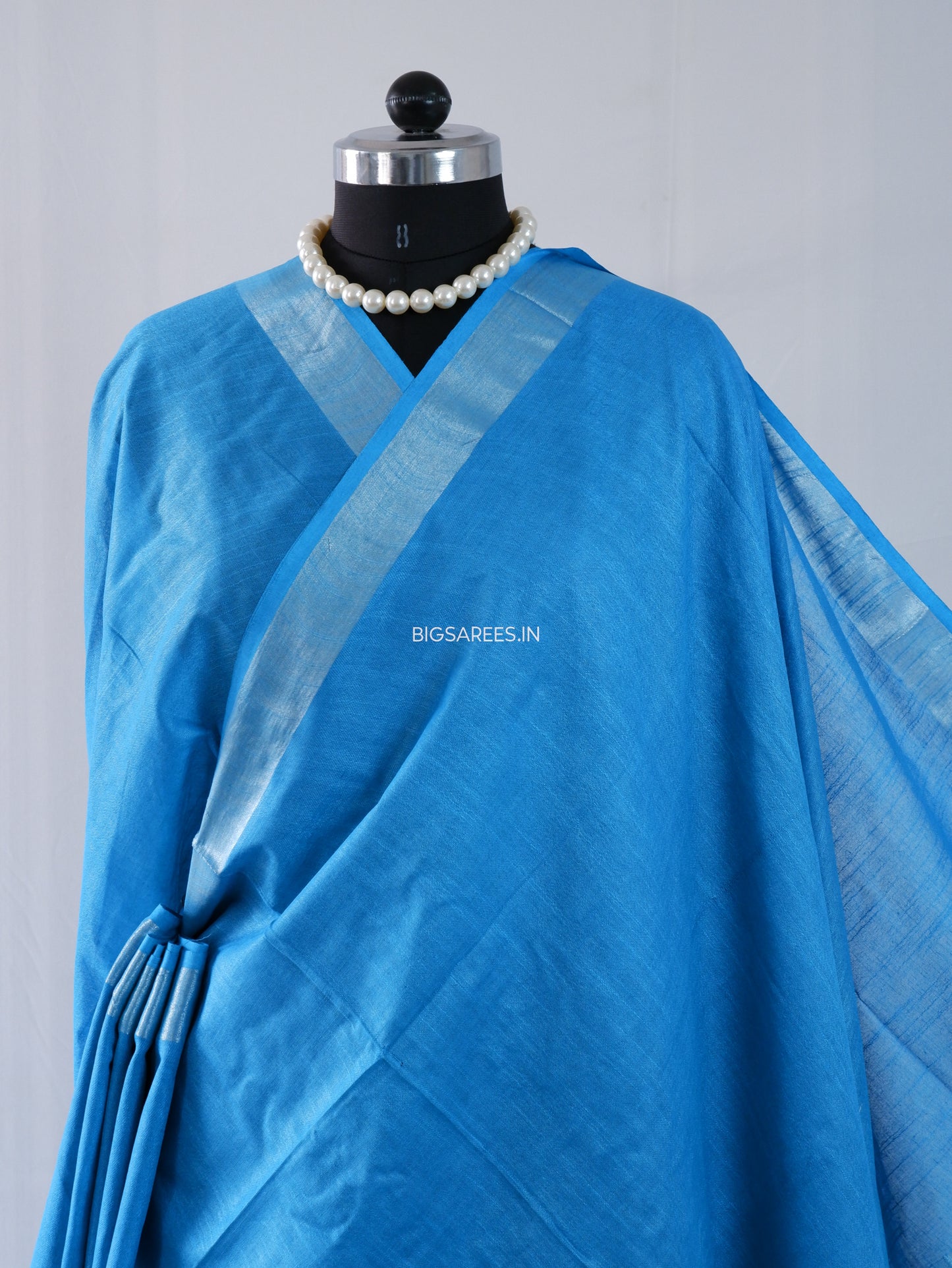 Cotton Linen Saree | Blue