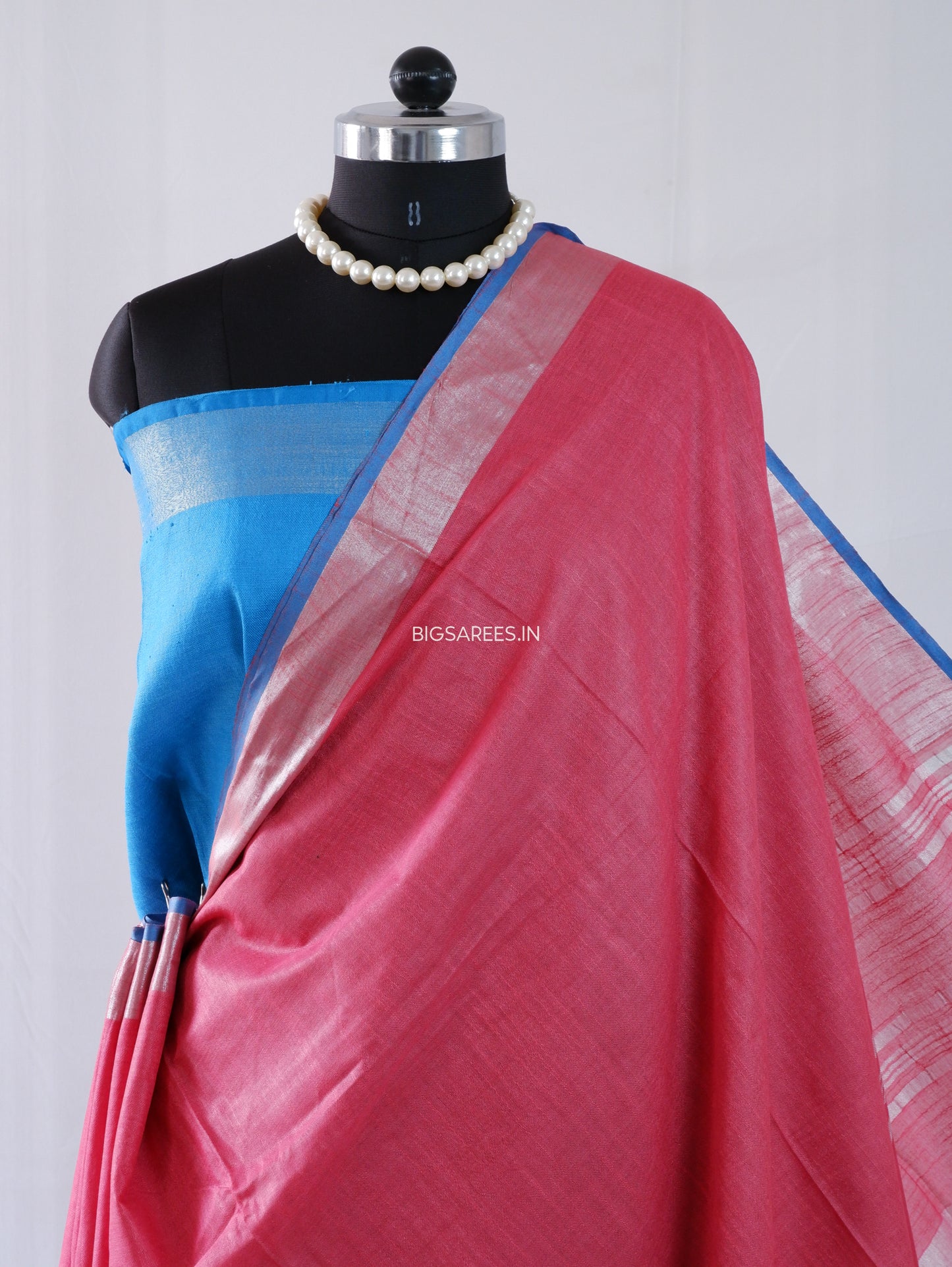 Cotton Linen Saree | Muted Pink
