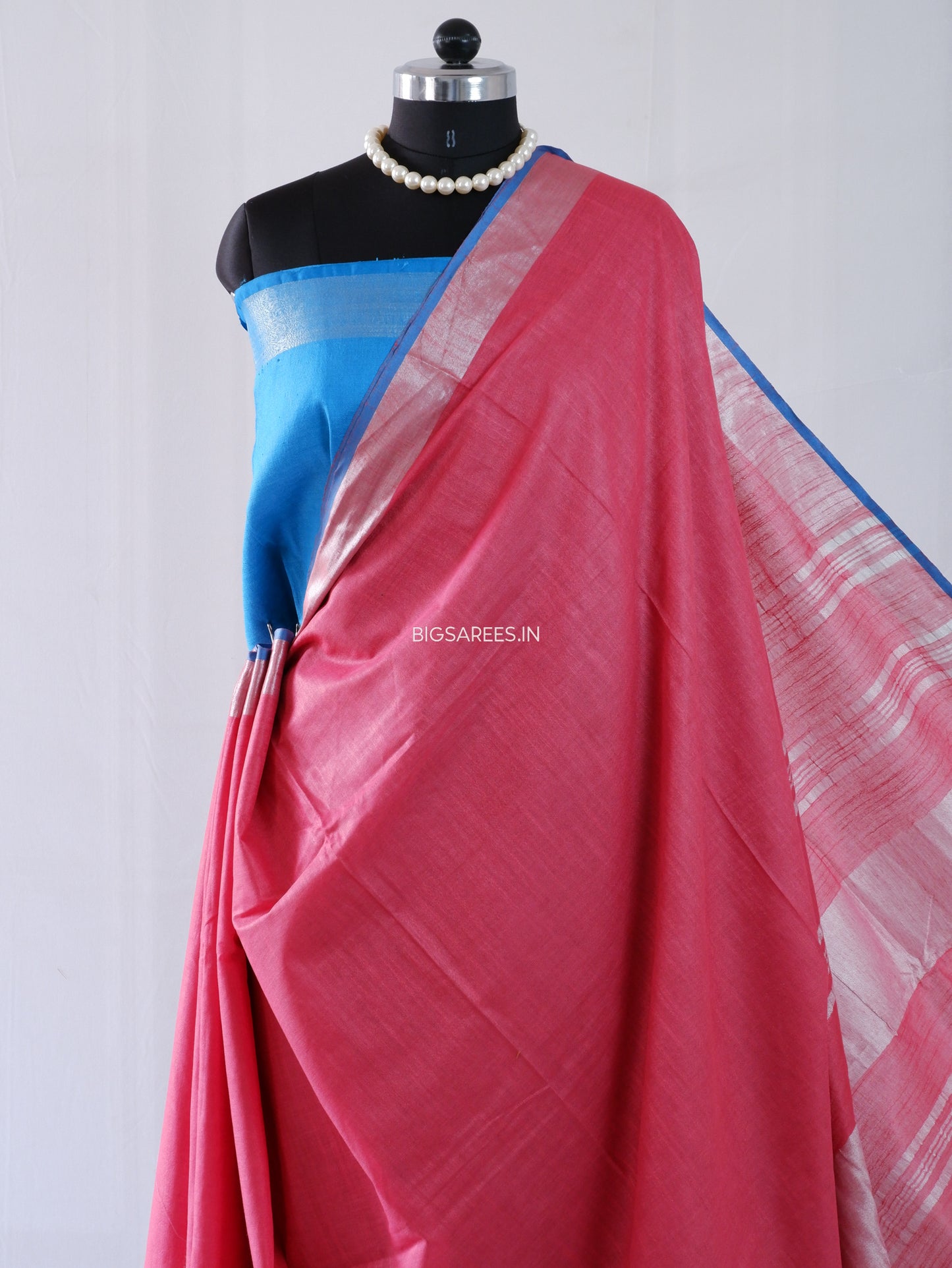 Cotton Linen Saree | Muted Pink