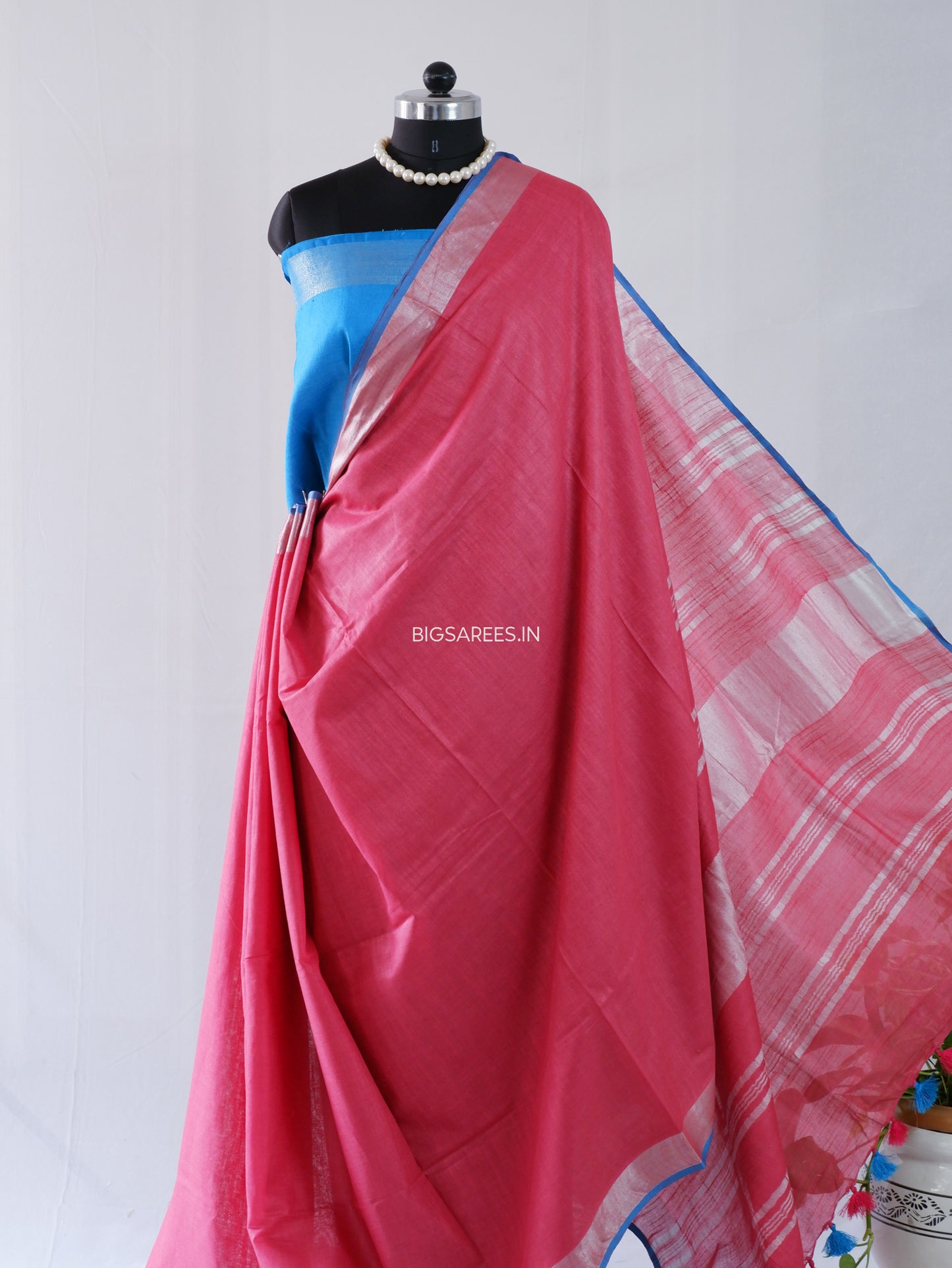 Cotton Linen Saree | Muted Pink