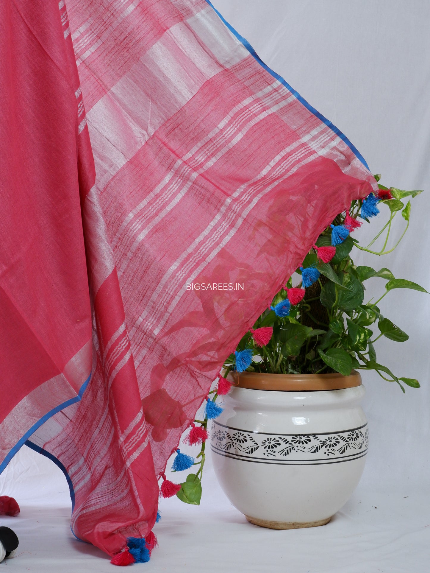 Cotton Linen Saree | Muted Pink