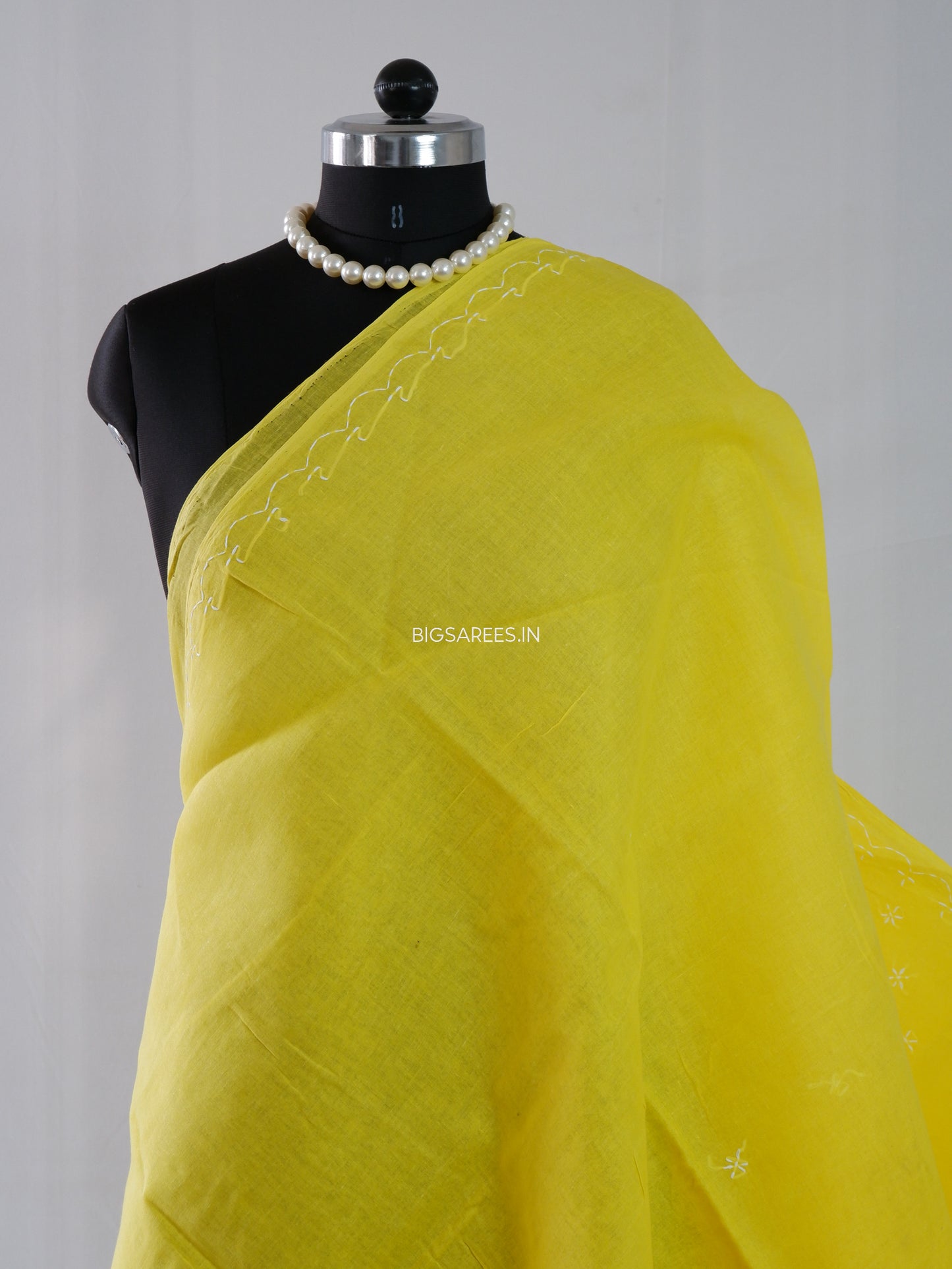 Chikankari Hand-Embroidered Saree | Cotton | Yellow