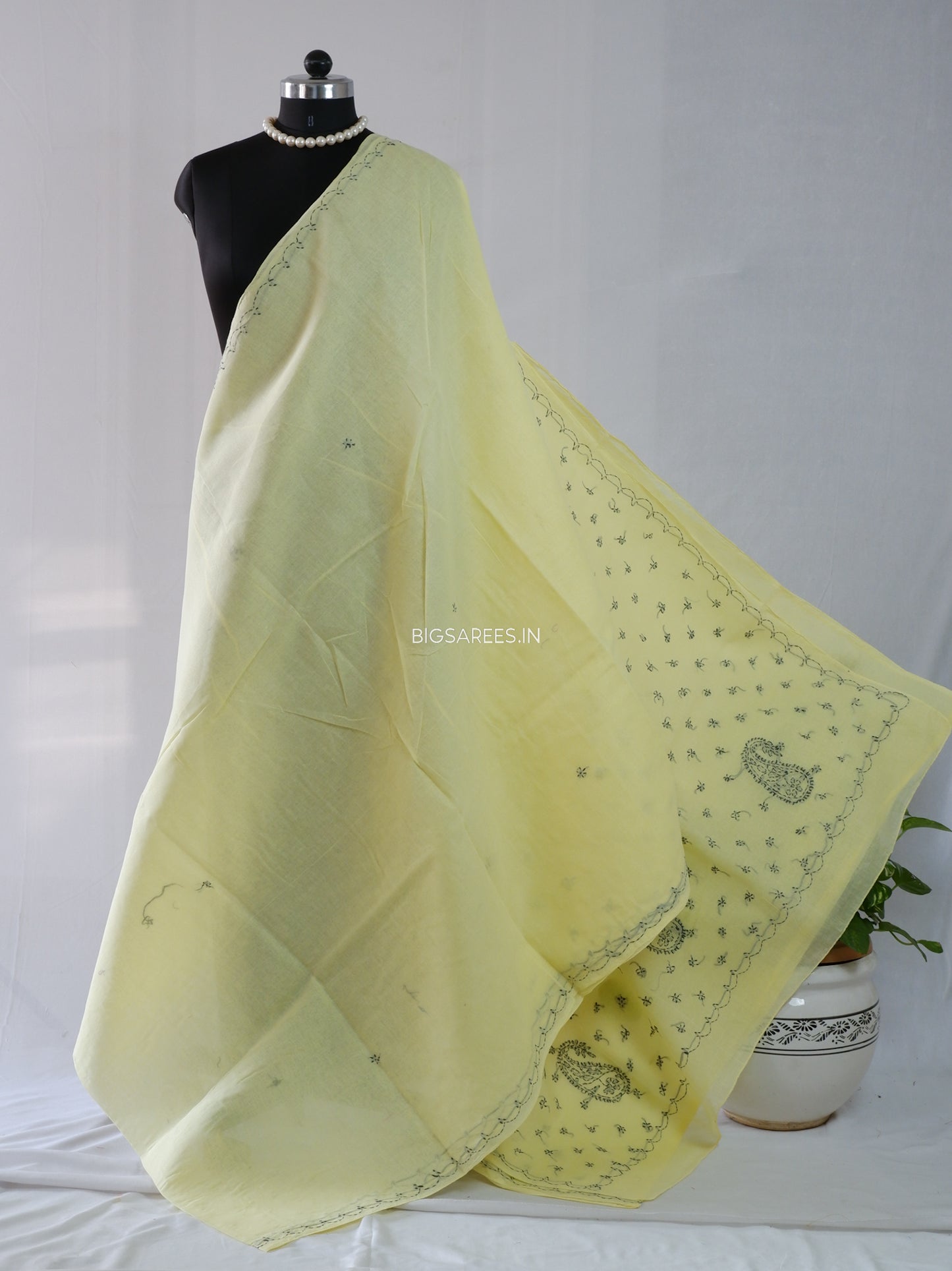 Chikankari Hand-Embroidered Saree | Cotton | Cream