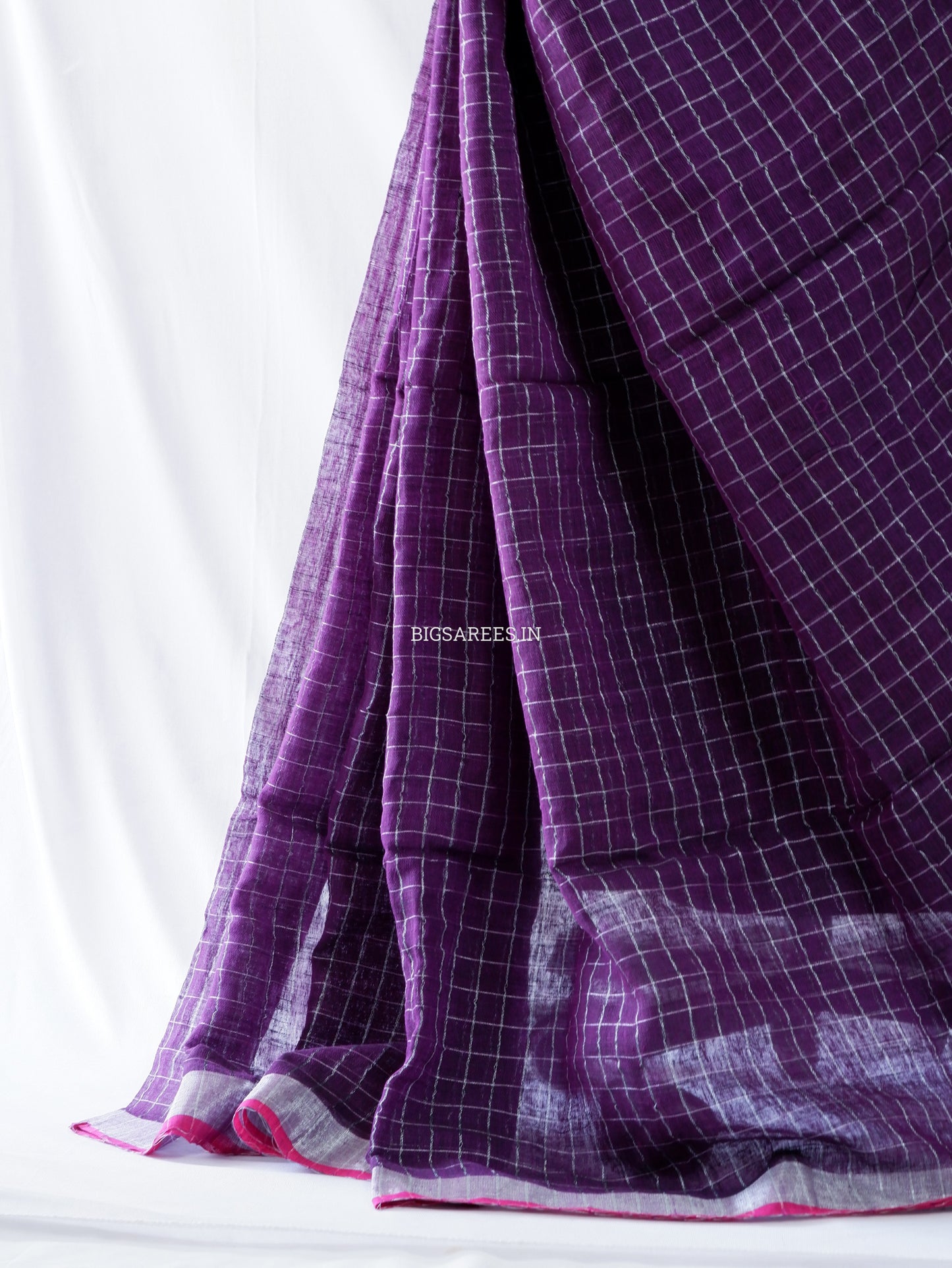 Cotton Linen Handloom Saree | Handloom Marked | Purple