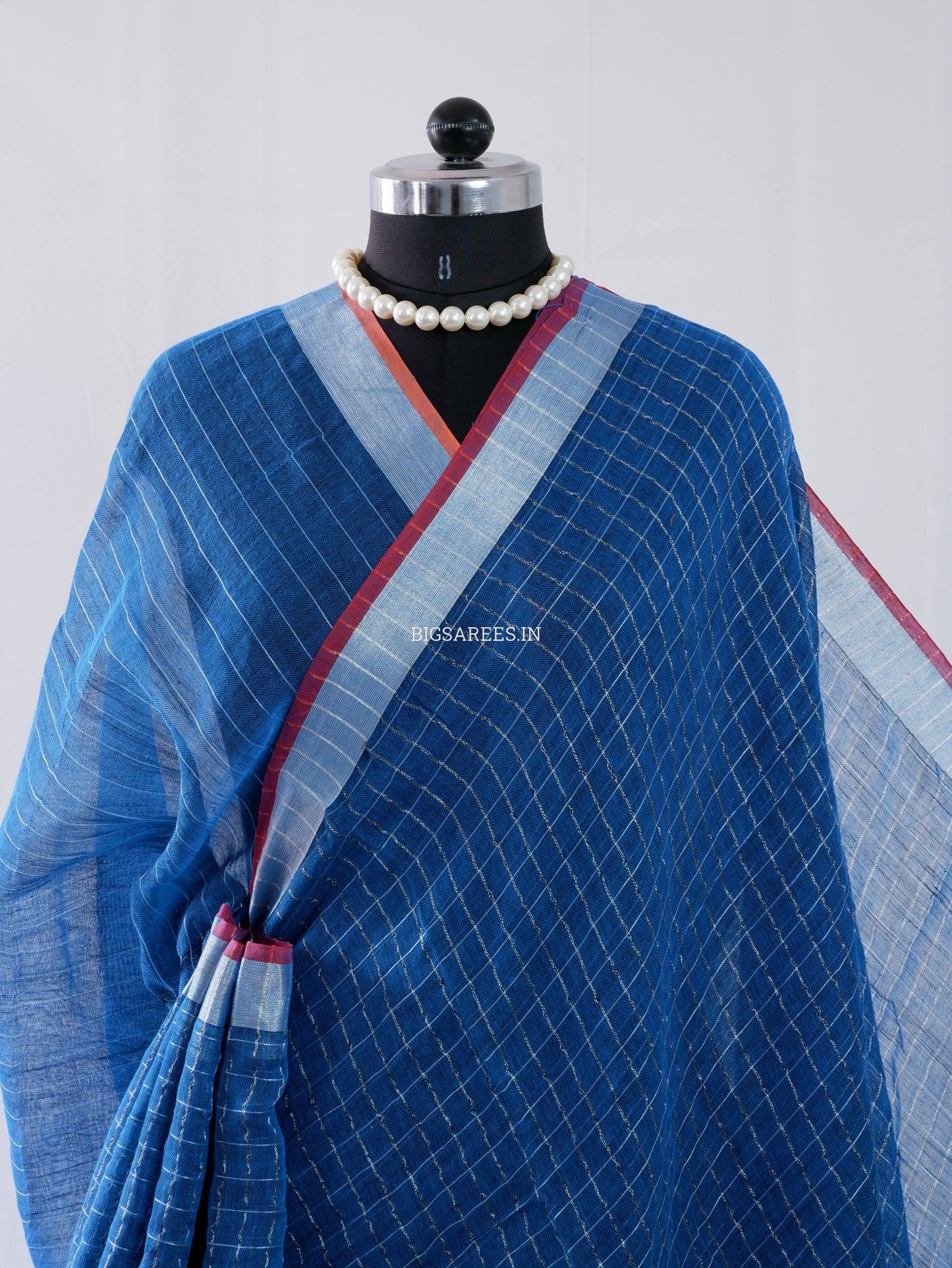Cotton Linen Handloom Saree | Handloom Marked | Blue