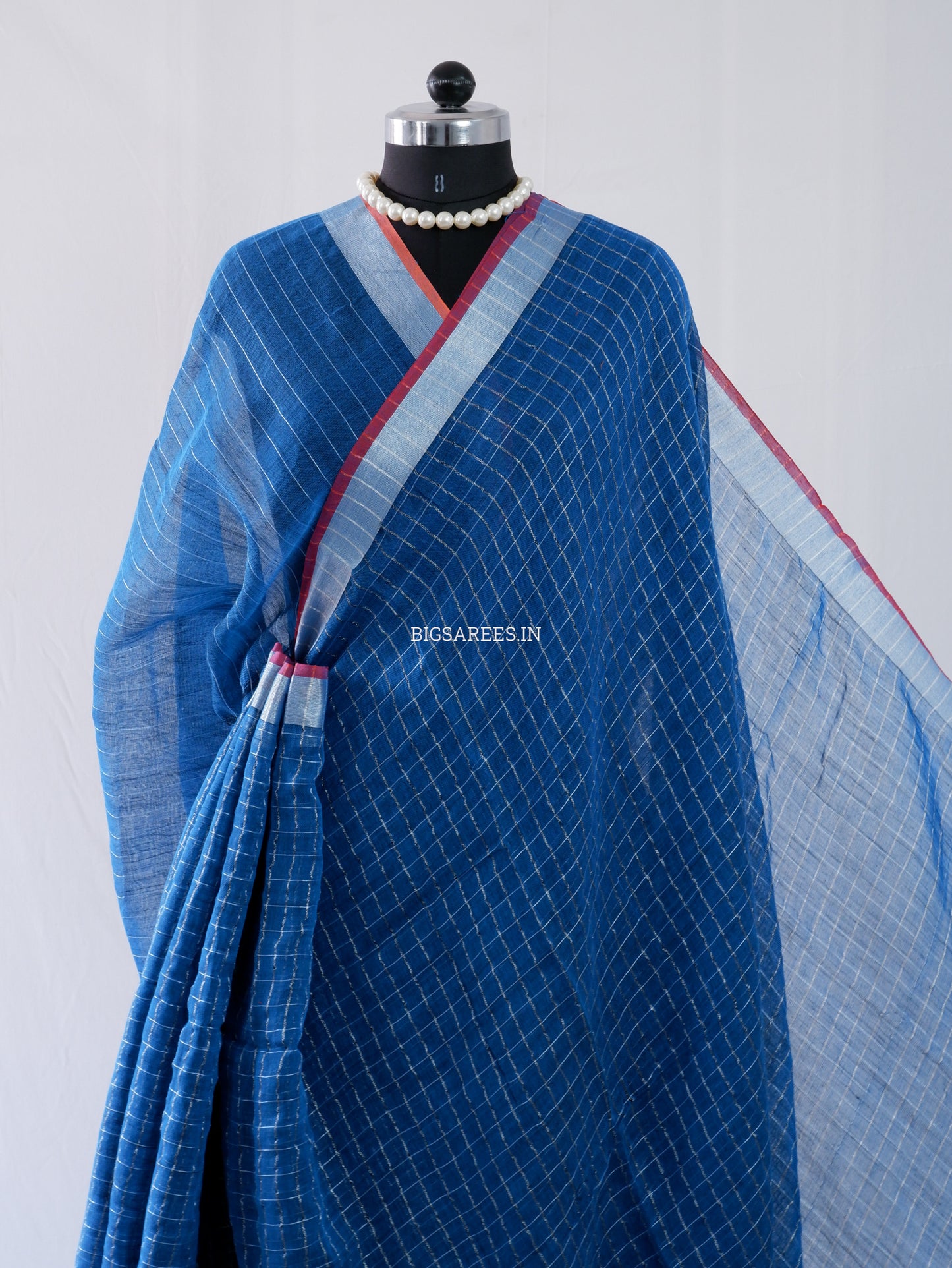Cotton Linen Handloom Saree | Handloom Marked | Blue