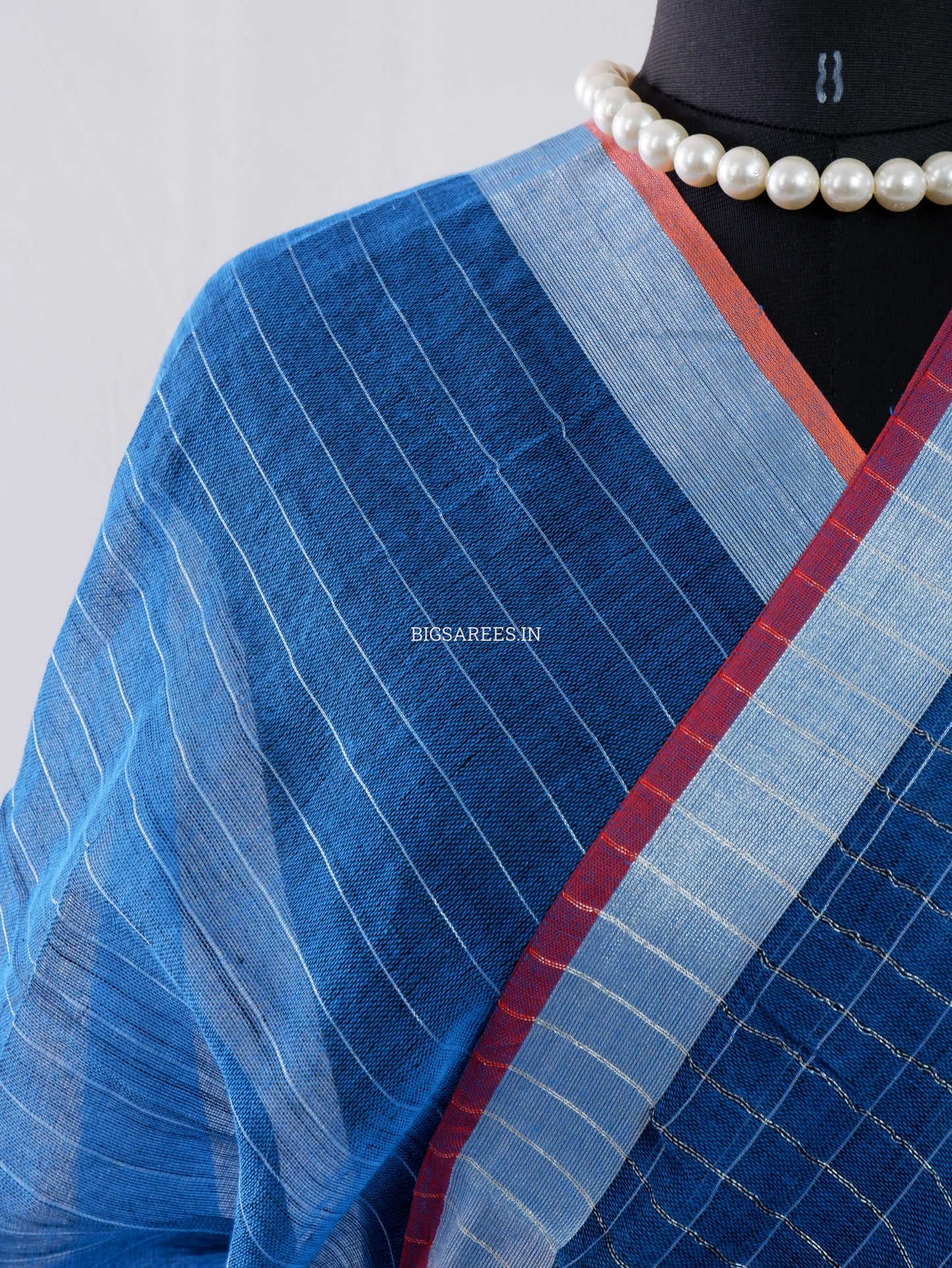 Cotton Linen Handloom Saree | Handloom Marked | Blue