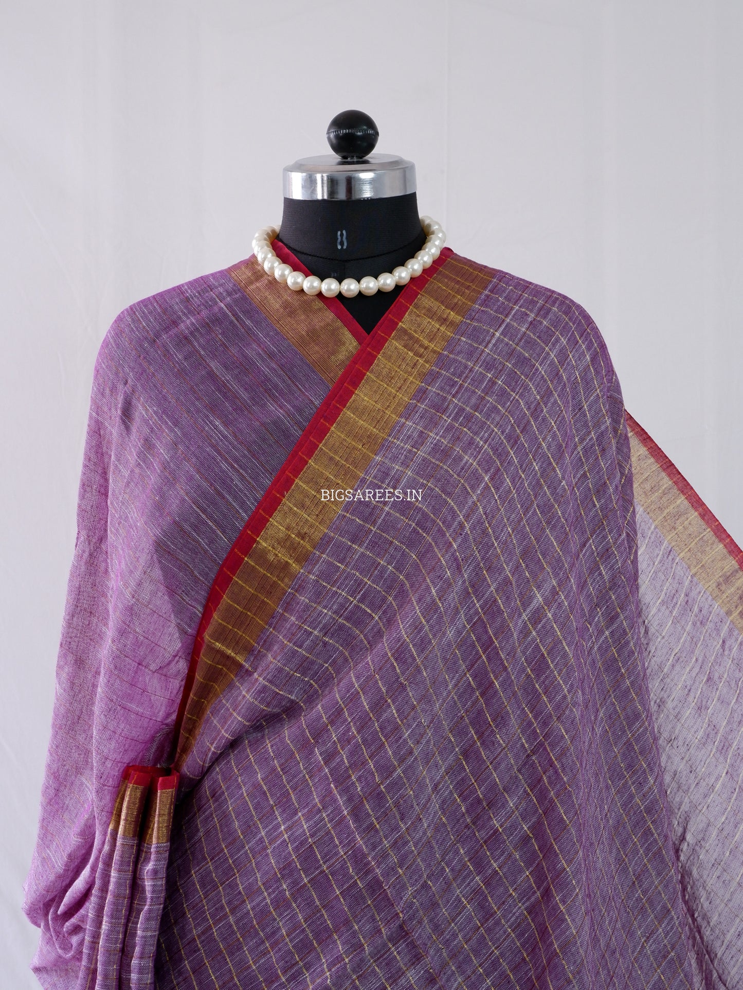 Cotton Linen Handloom Saree | Handloom Marked | Lavendar