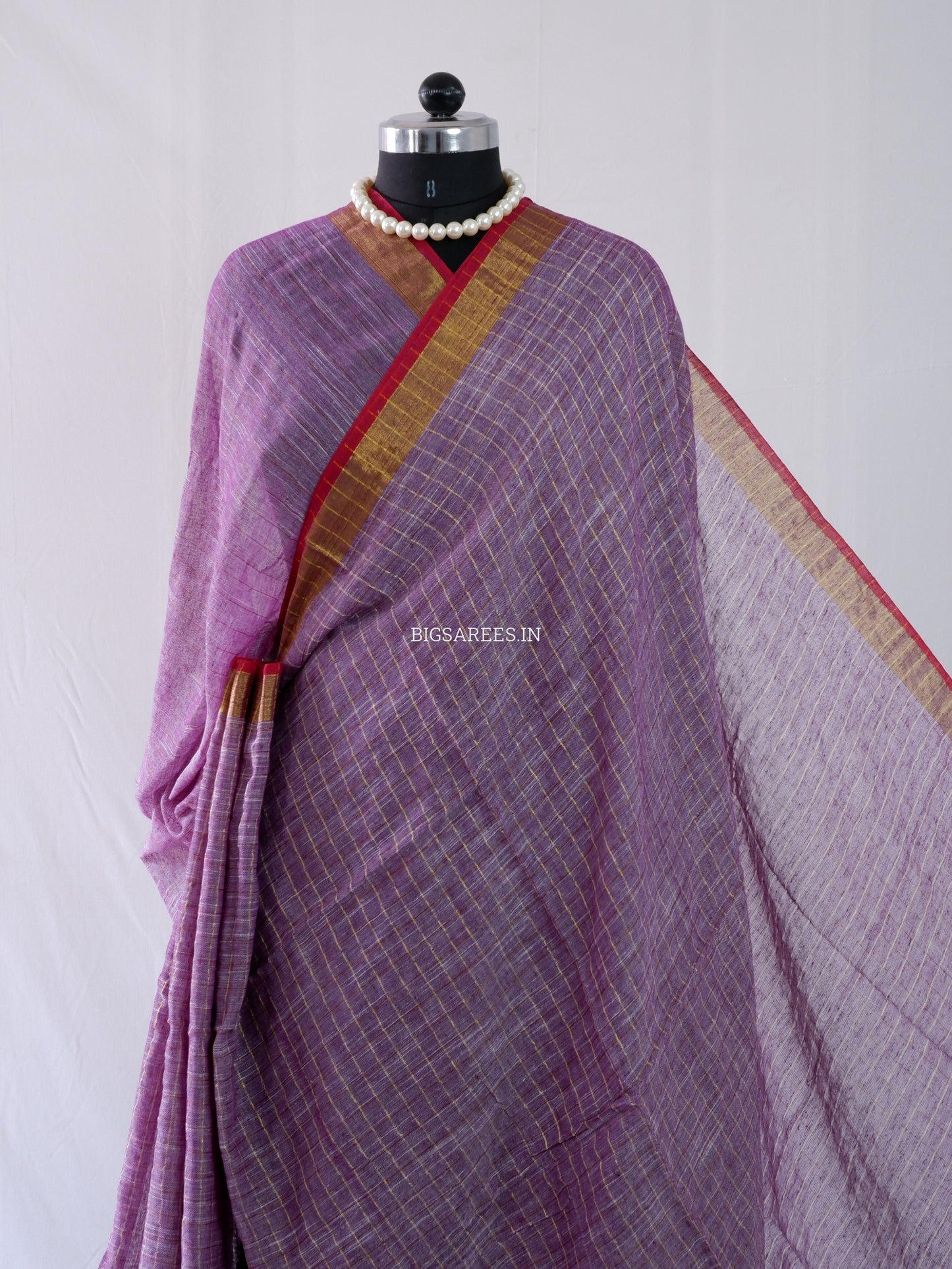 Cotton Linen Handloom Saree | Handloom Marked | Lavendar