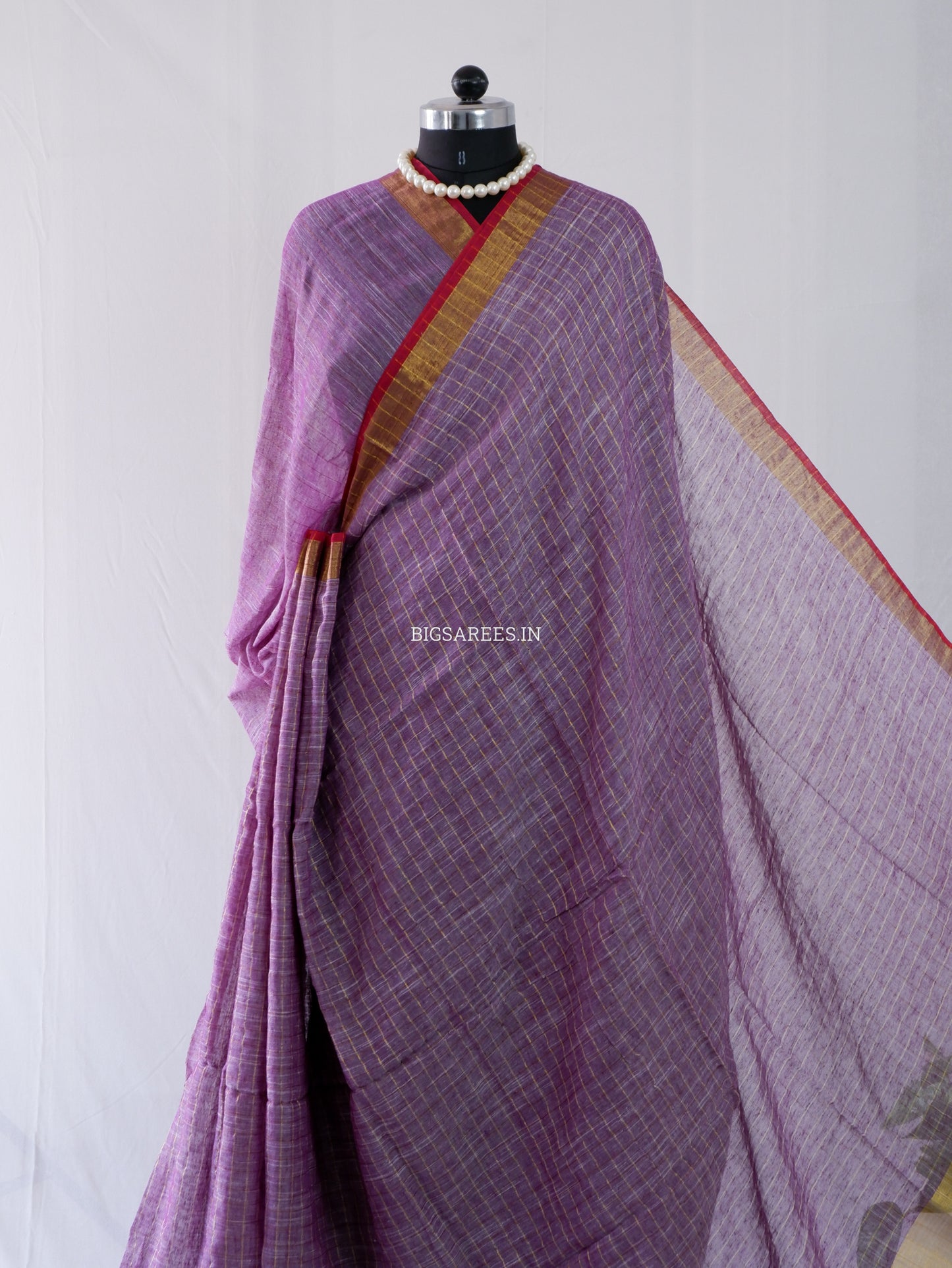Cotton Linen Handloom Saree | Handloom Marked | Lavendar