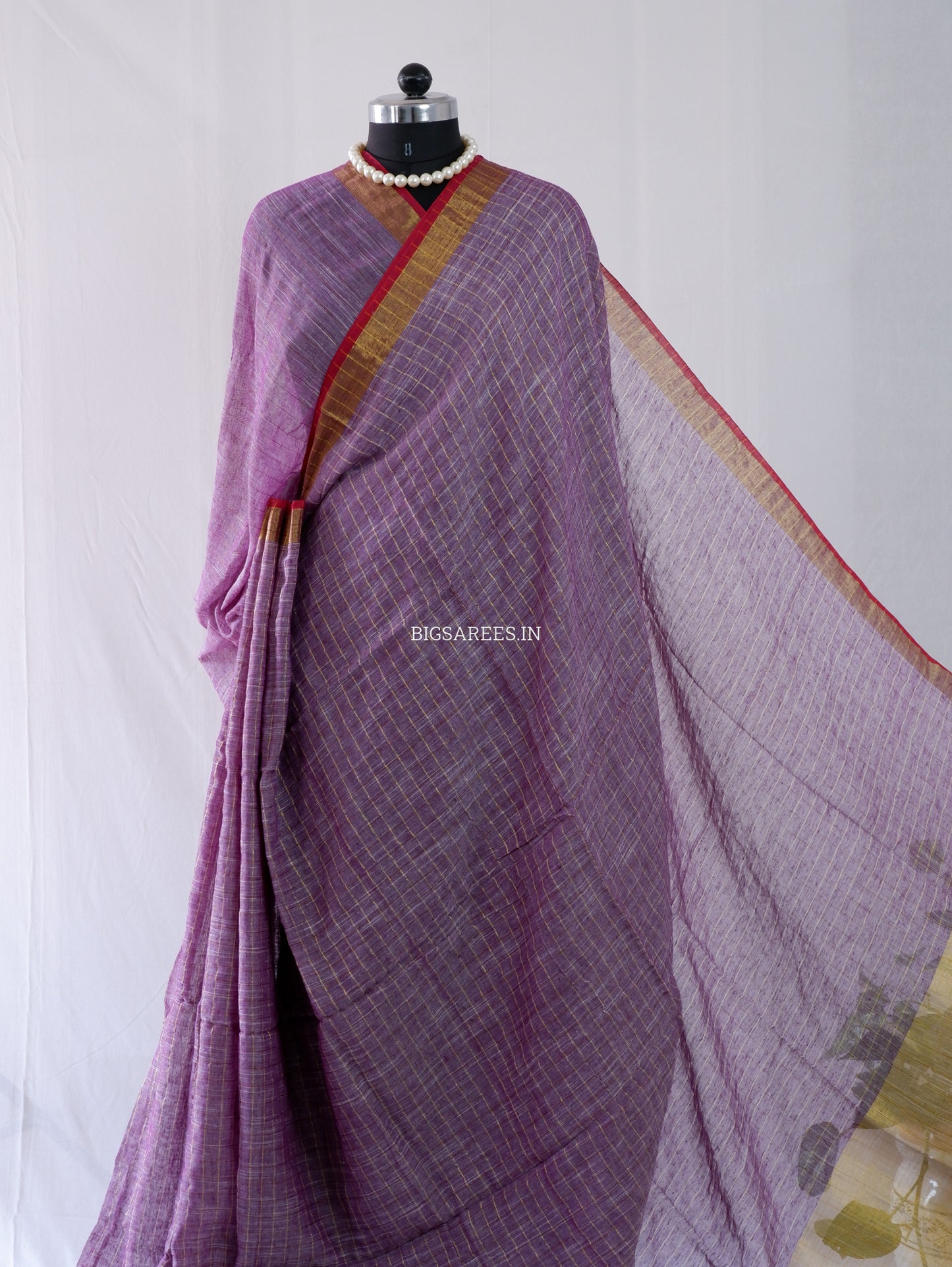 Cotton Linen Handloom Saree | Handloom Marked | Lavendar