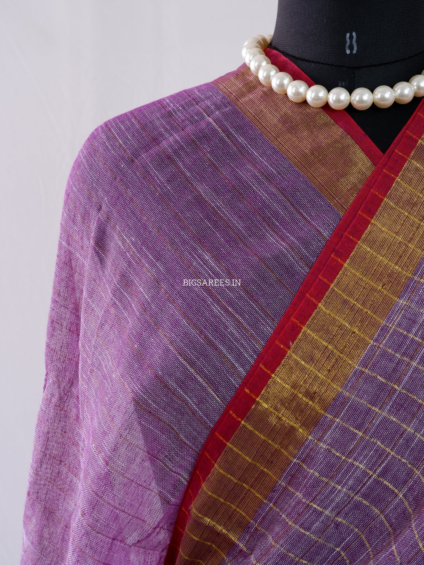 Cotton Linen Handloom Saree | Handloom Marked | Lavendar