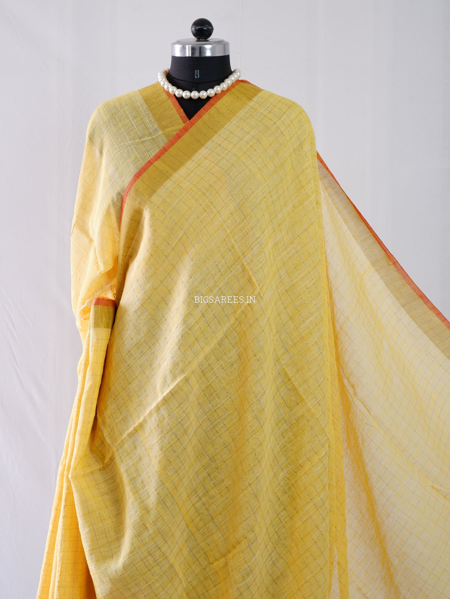 Cotton Linen Handloom Saree | Handloom Marked | Yellow