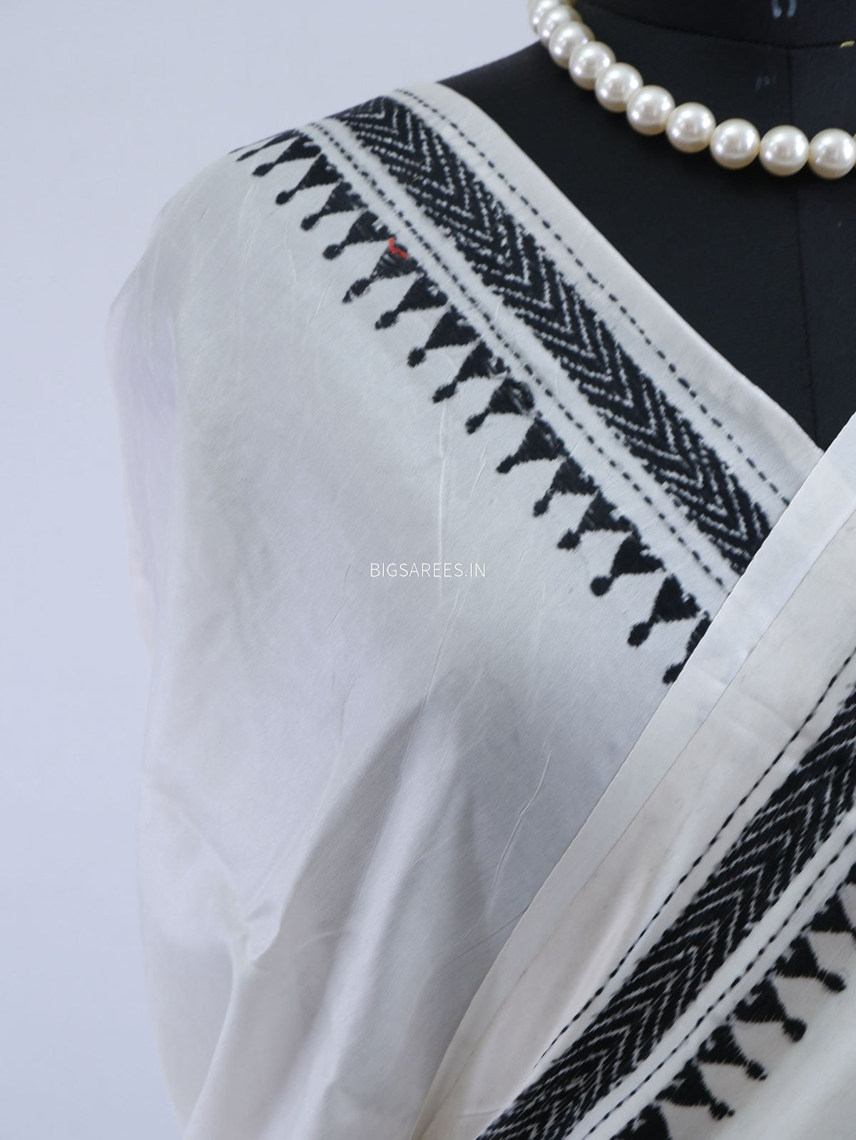 Reverse Kantha - Stitch Hand Embroidered Saree | Art Silk | White