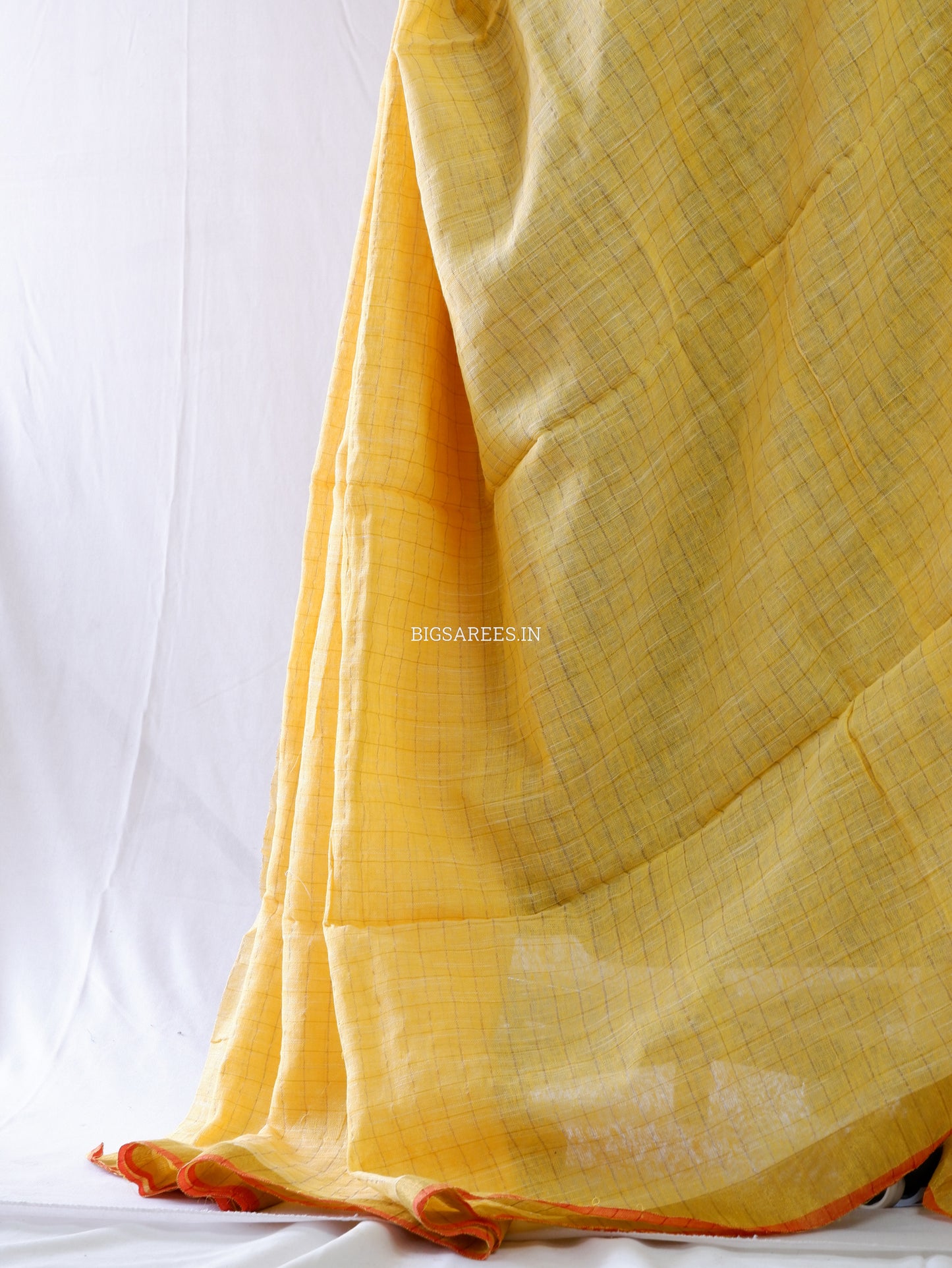 Cotton Linen Handloom Saree | Handloom Marked | Yellow