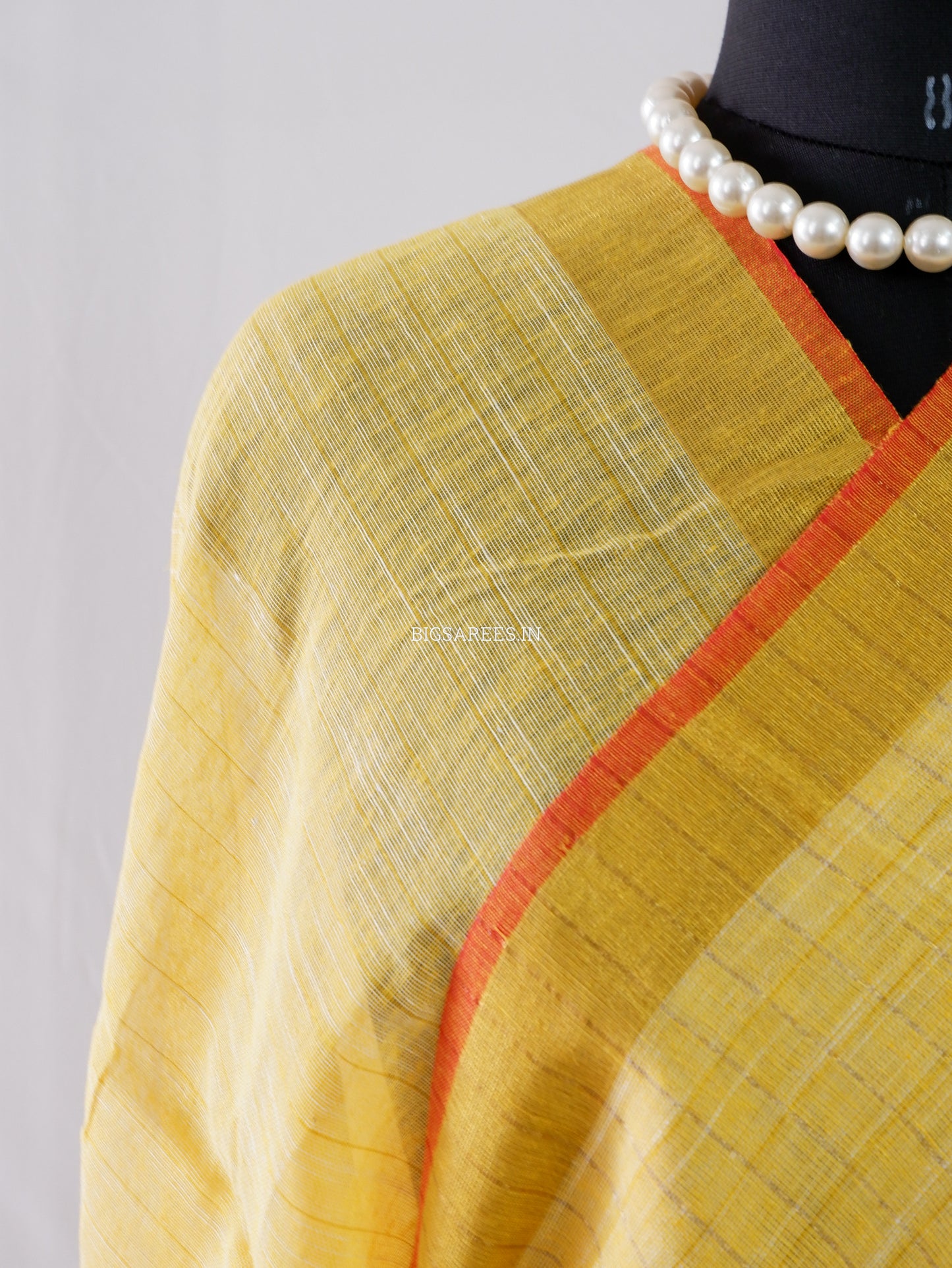 Cotton Linen Handloom Saree | Handloom Marked | Yellow