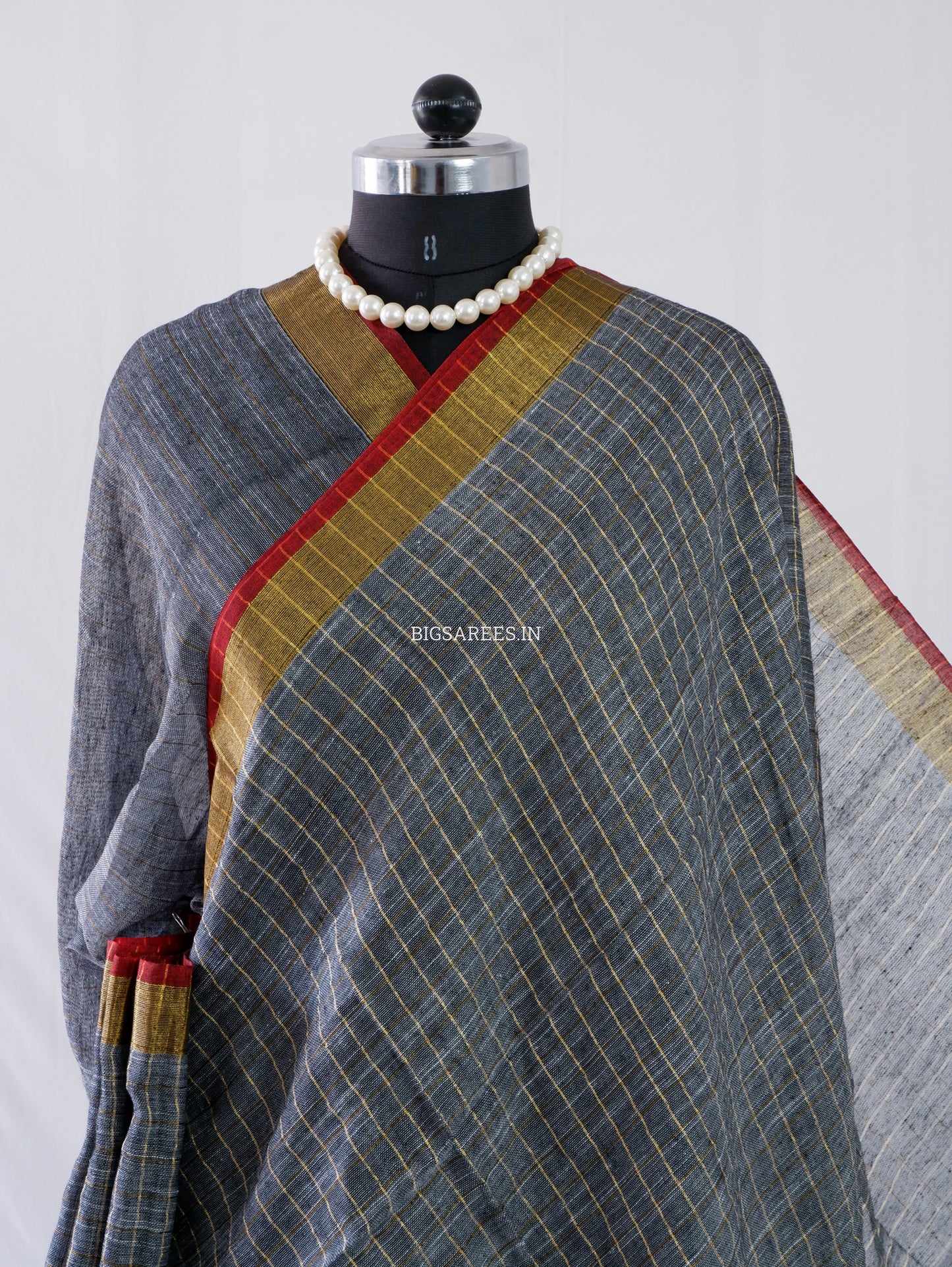 Cotton Linen Handloom Saree | Handloom Marked | Gray