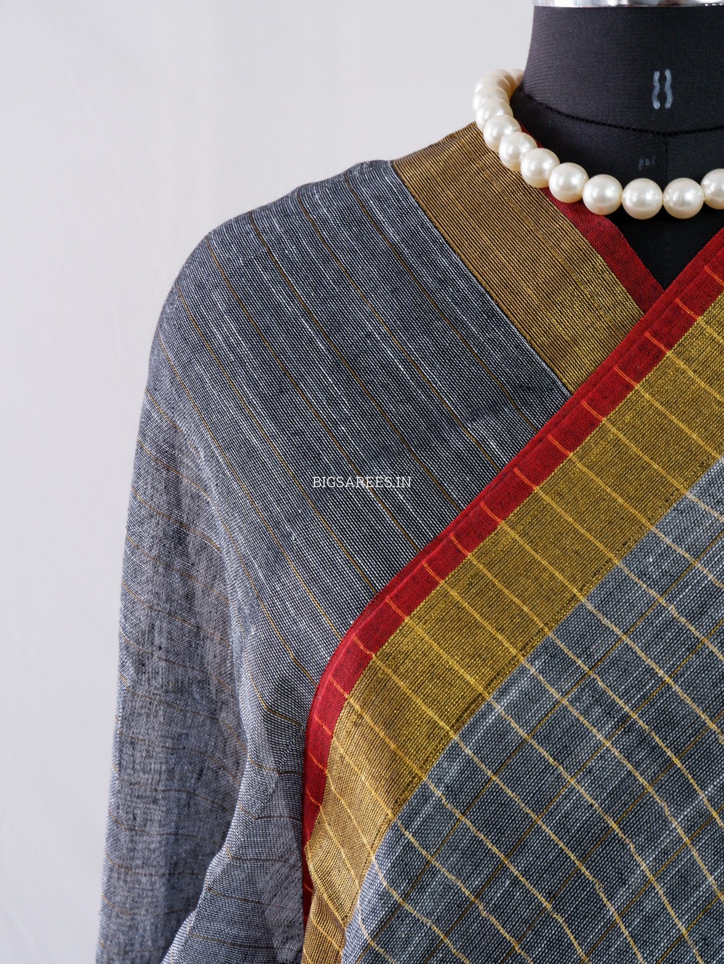 Cotton Linen Handloom Saree | Handloom Marked | Gray