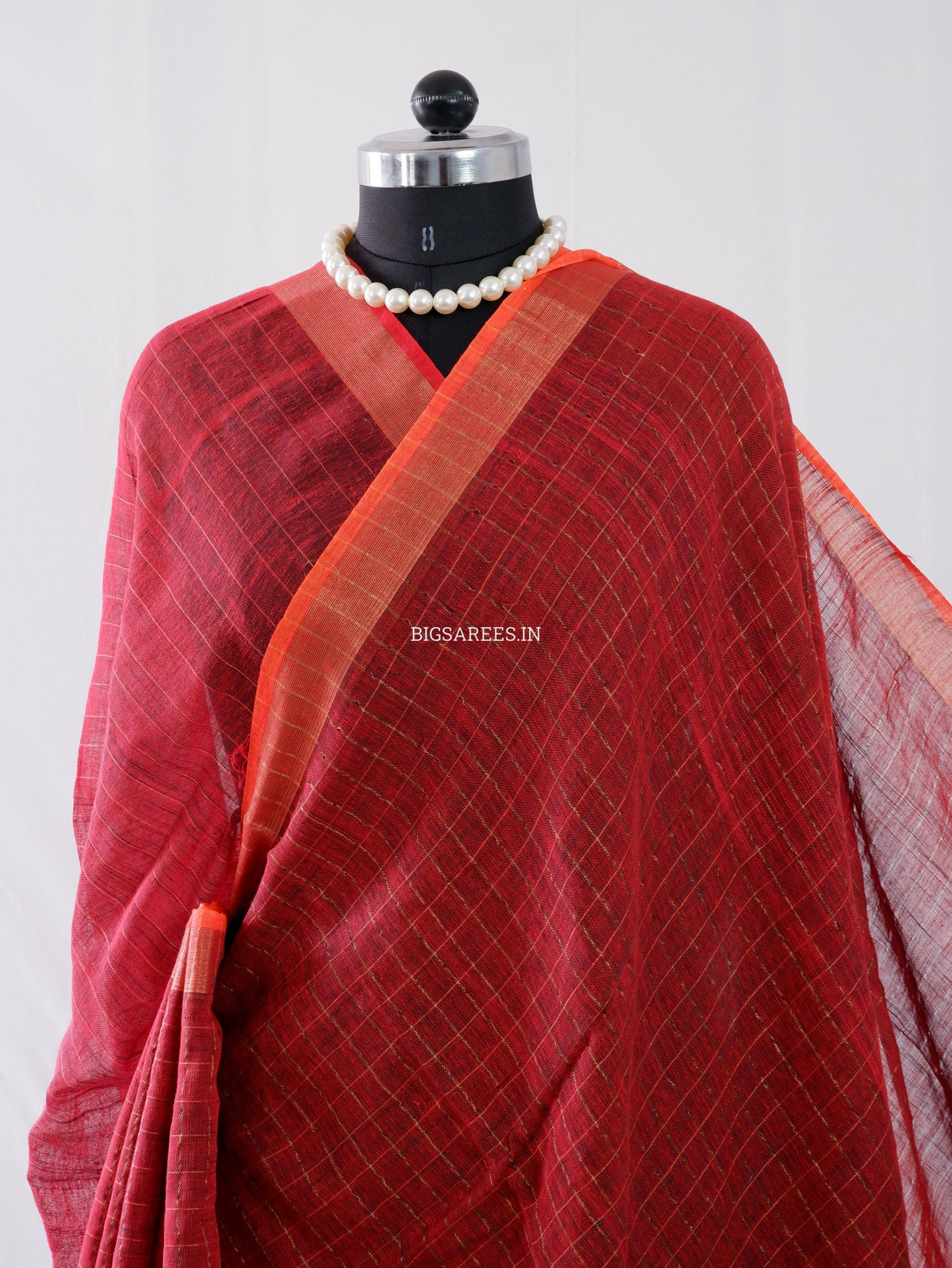 Cotton Linen Handloom Saree | Handloom Marked | Maroon