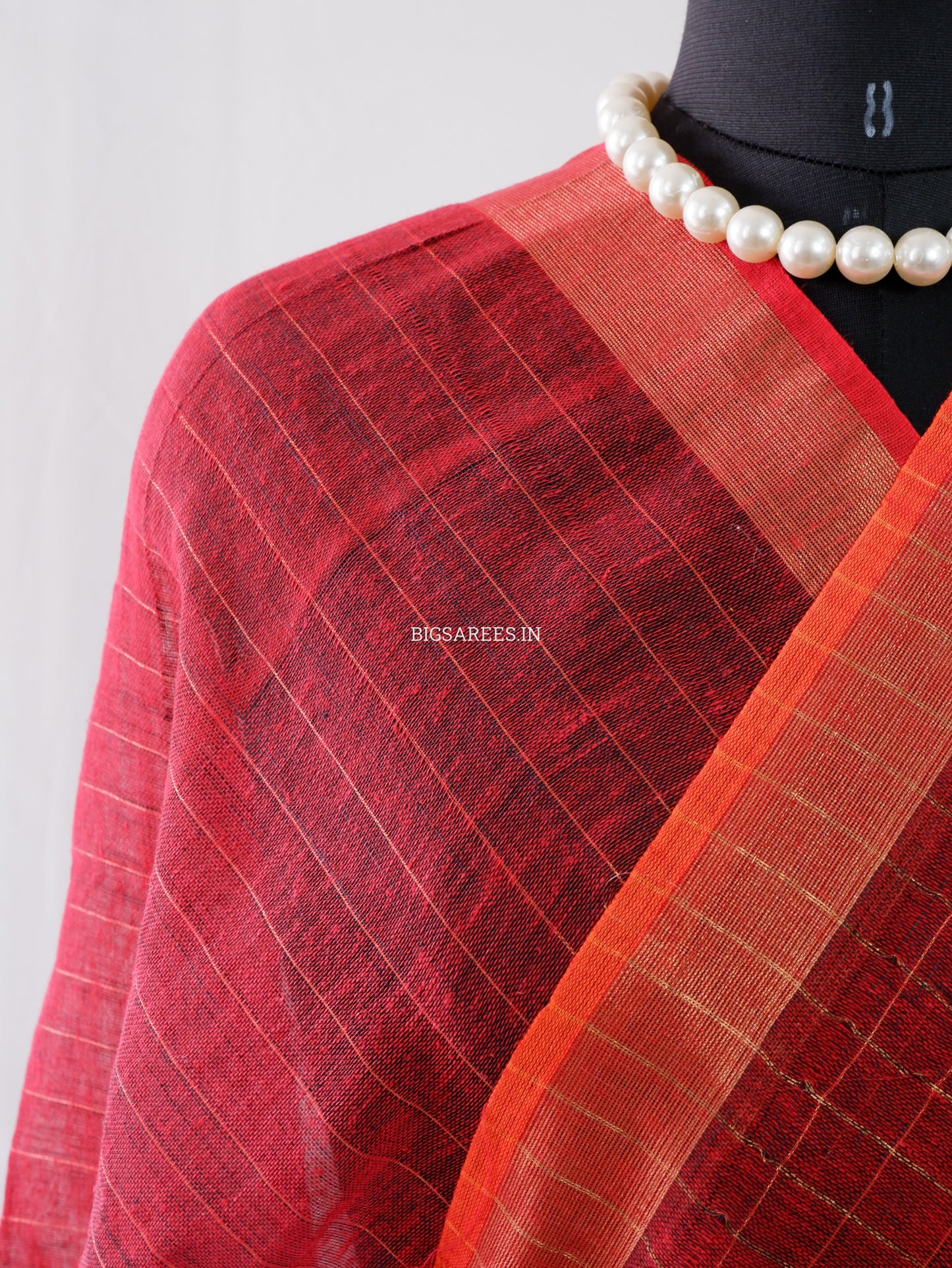 Cotton Linen Handloom Saree | Handloom Marked | Maroon