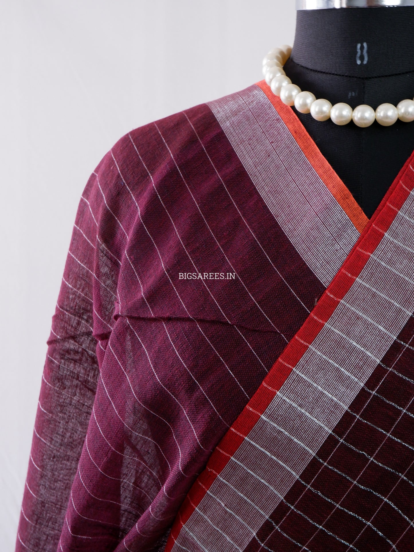 Cotton Linen Handloom Saree | Handloom Marked | Dark Brown Chocolate