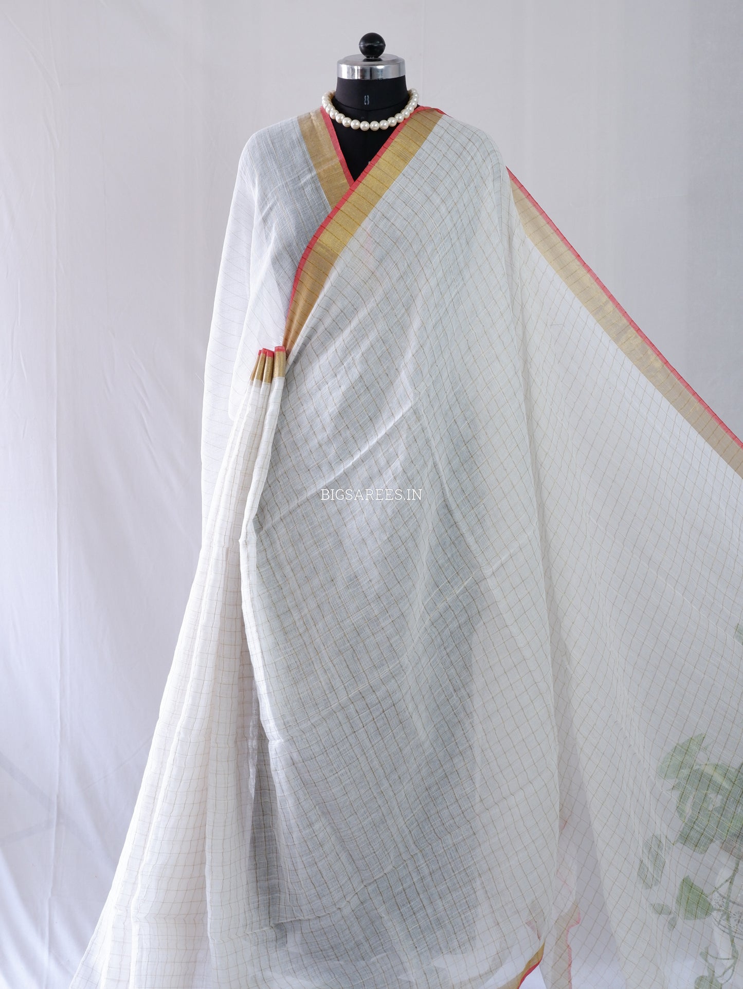 Cotton Linen Handloom Saree | Handloom Marked | White