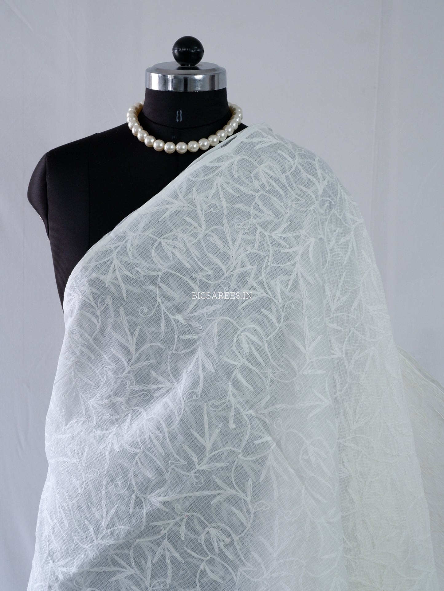 Chikankari Hand-Embroidered Saree | Kota Cotton | White