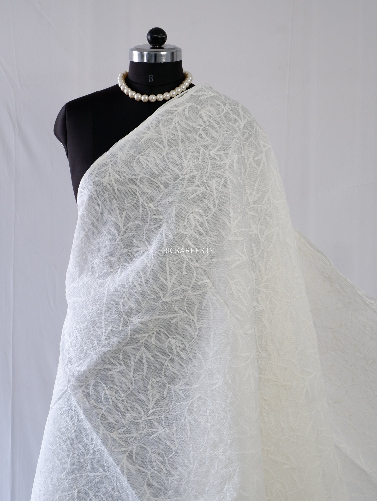 Chikankari Hand-Embroidered Saree | Kota Cotton | White