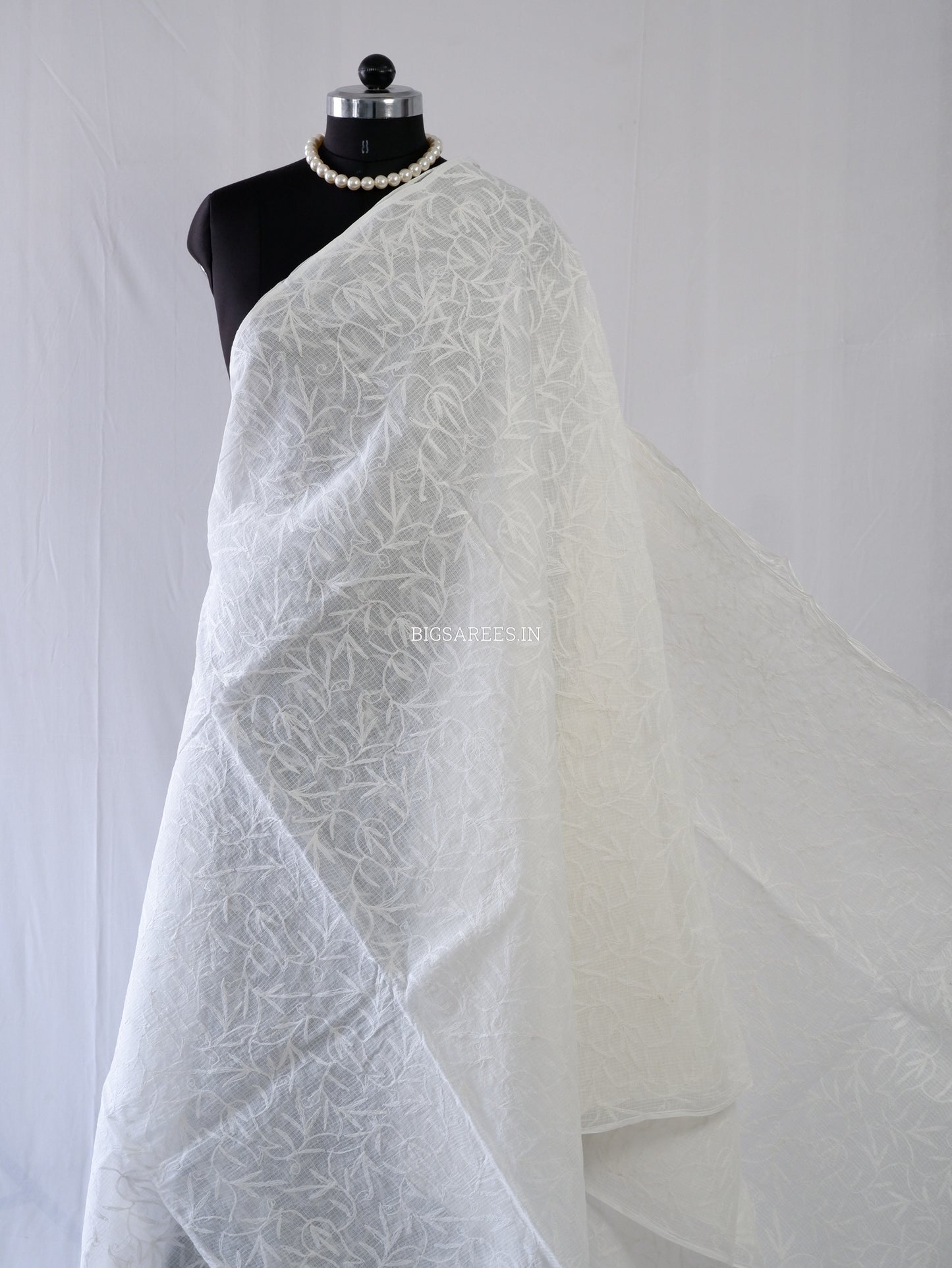 Chikankari Hand-Embroidered Saree | Kota Cotton | White