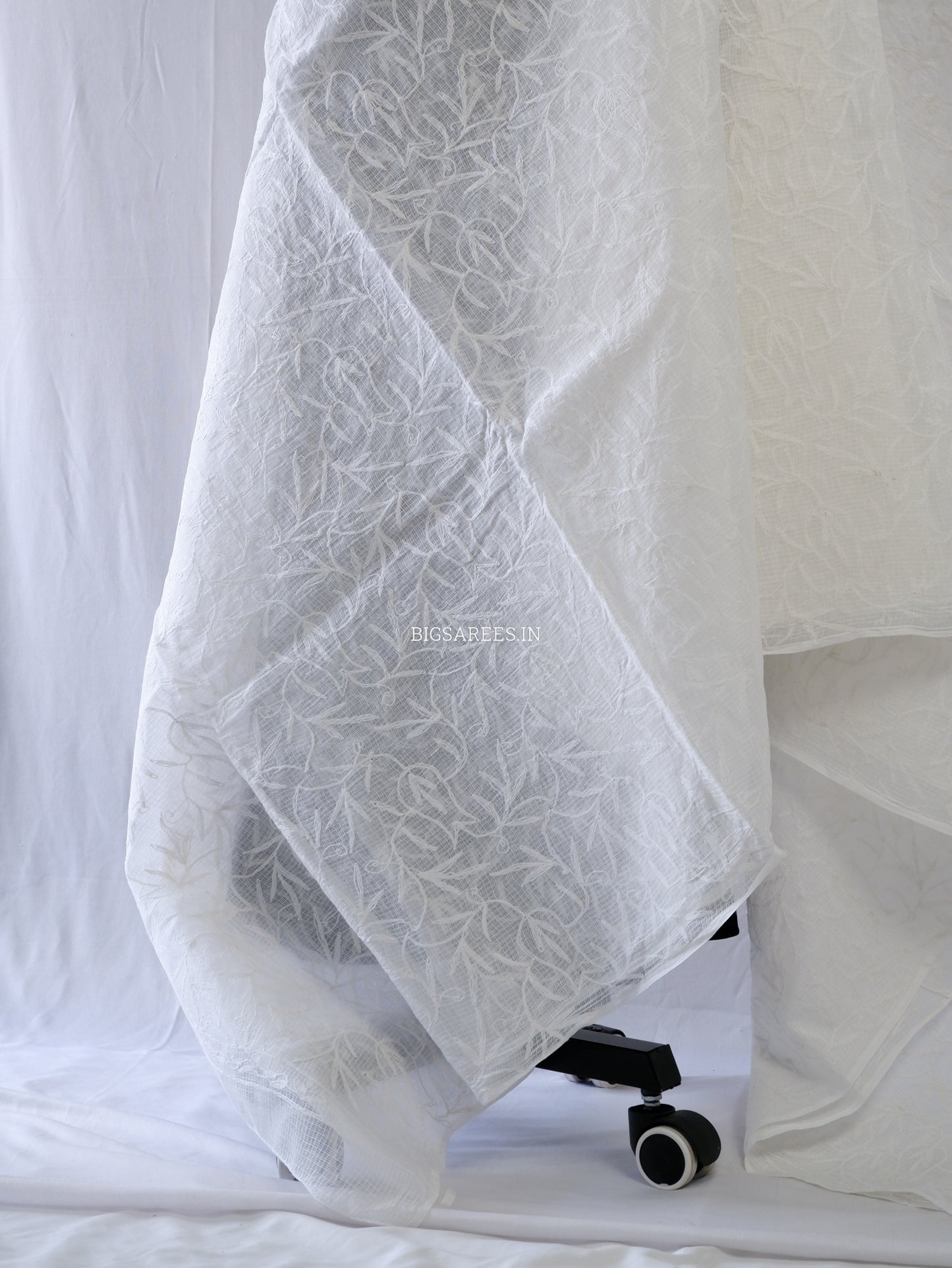 Chikankari Hand-Embroidered Saree | Kota Cotton | White