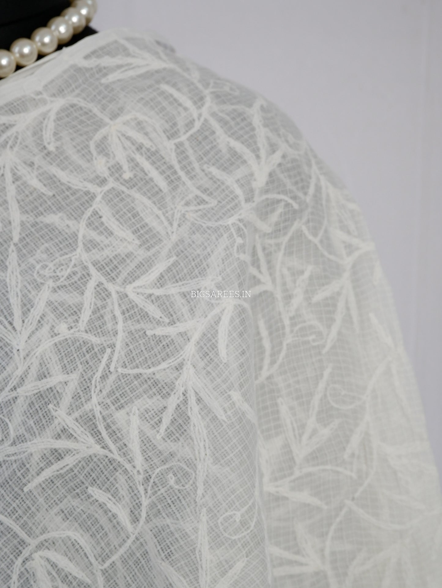 Chikankari Hand-Embroidered Saree | Kota Cotton | White