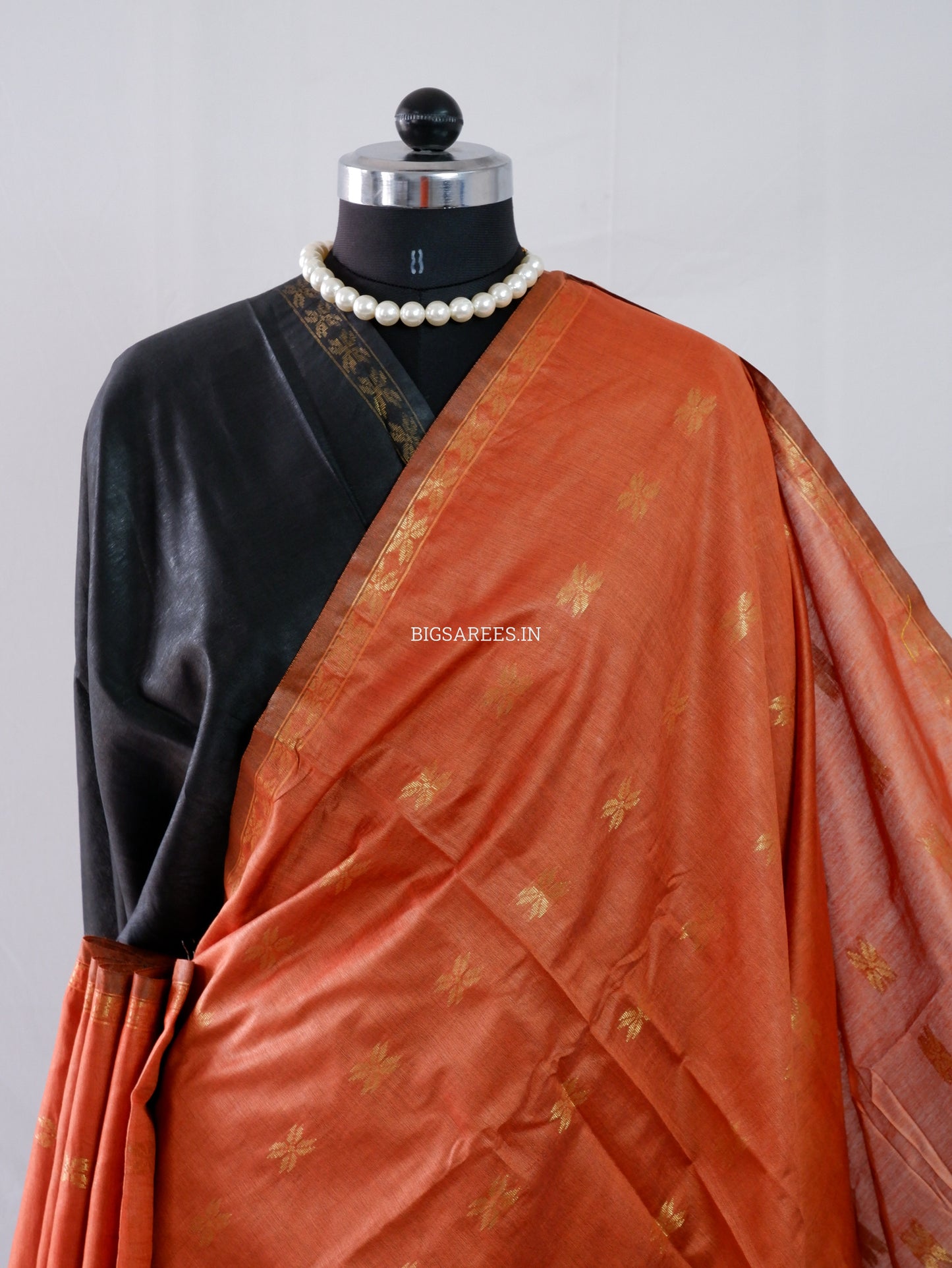Beautifully Crafted Semi Silk Saree | Orange