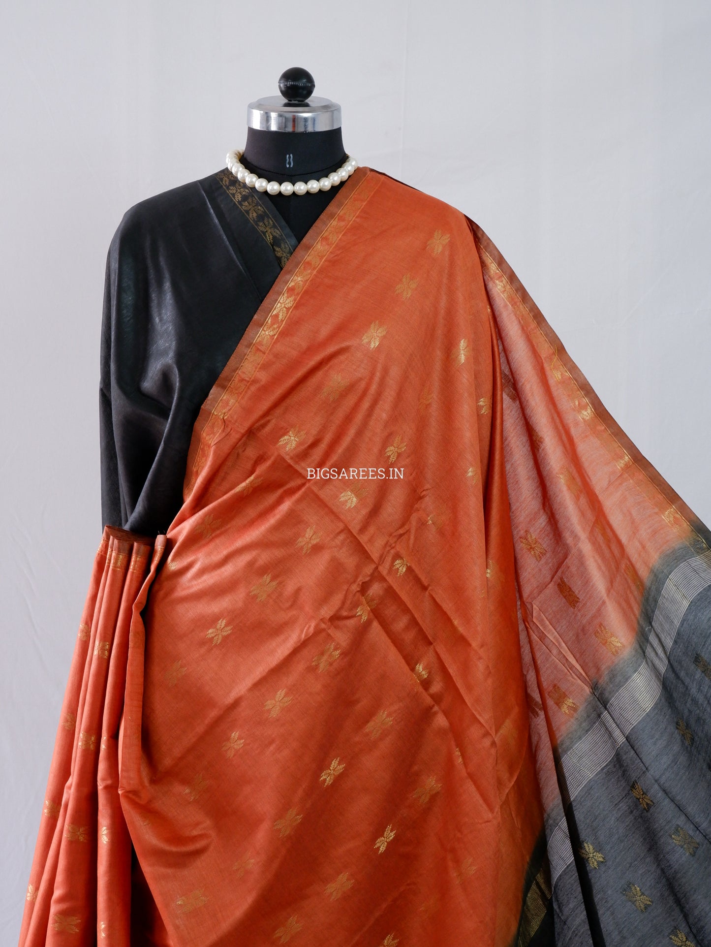 Beautifully Crafted Semi Silk Saree | Orange