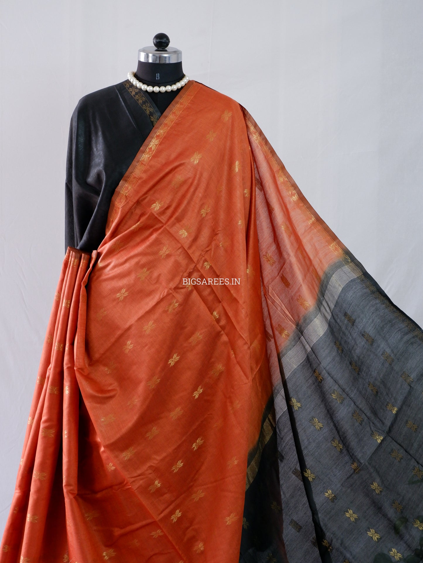 Beautifully Crafted Semi Silk Saree | Orange