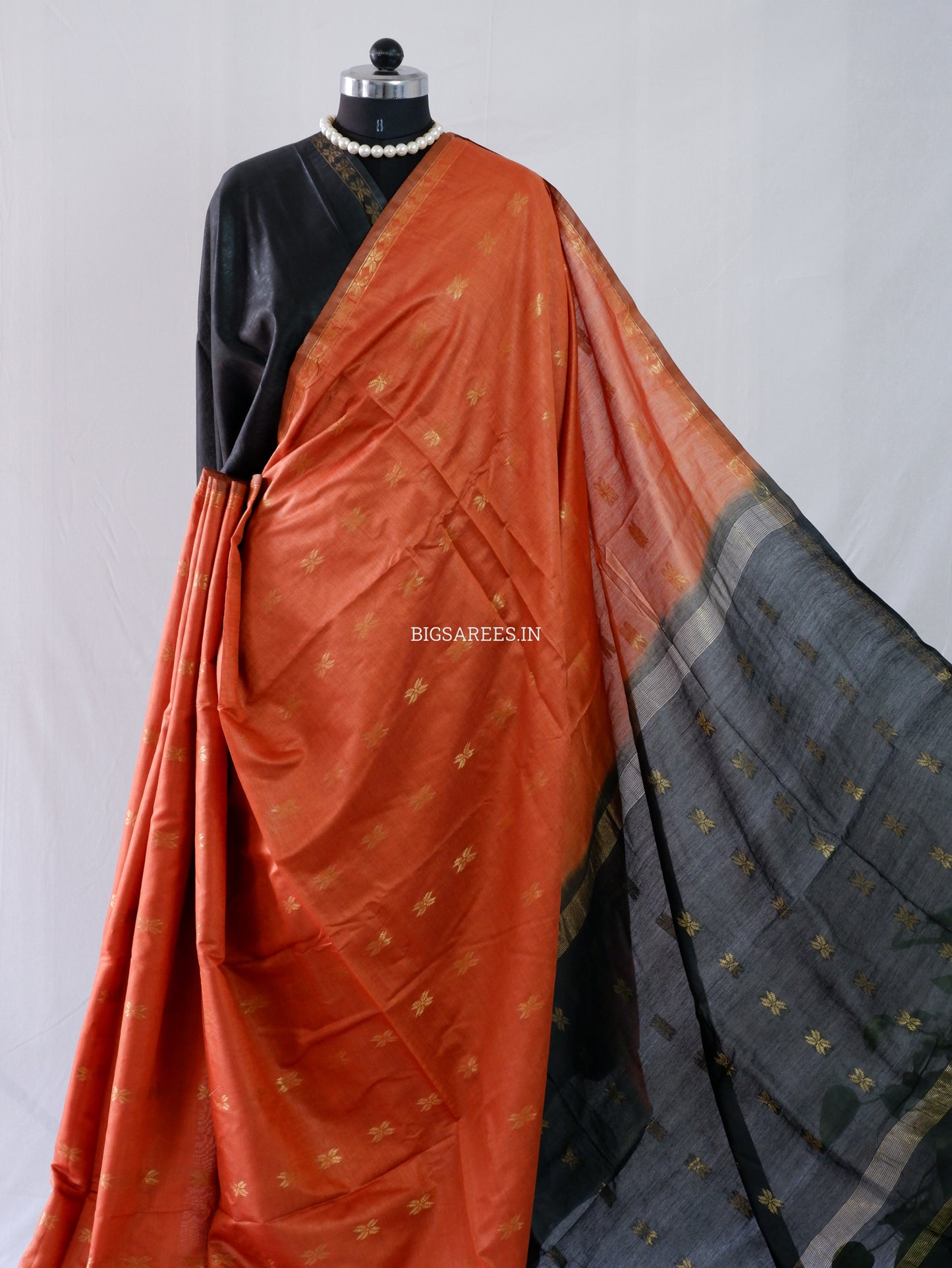 Beautifully Crafted Semi Silk Saree | Orange