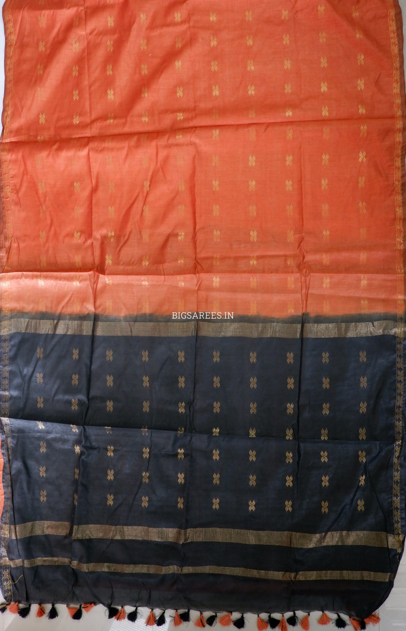 Beautifully Crafted Semi Silk Saree | Orange