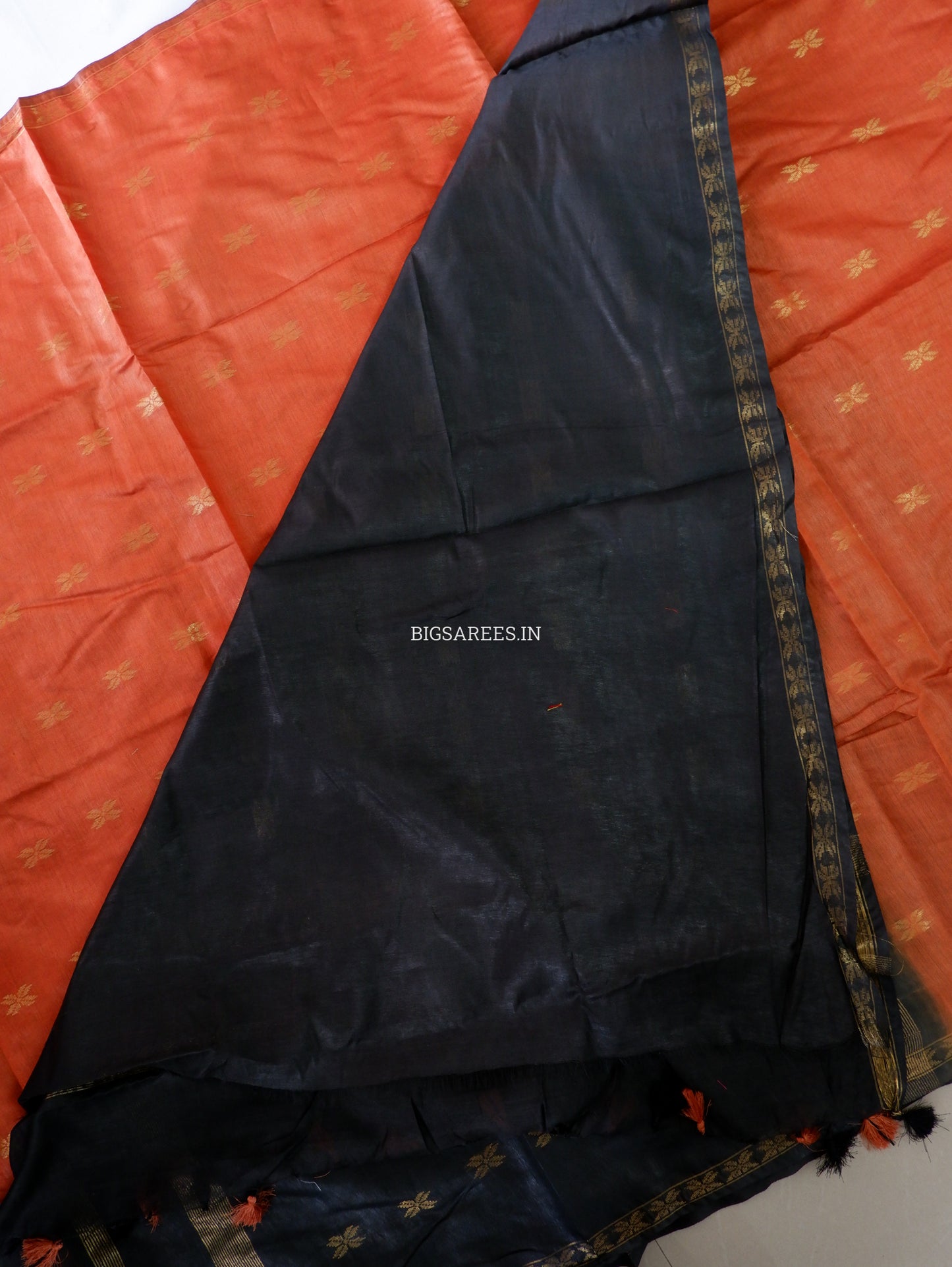 Beautifully Crafted Semi Silk Saree | Orange