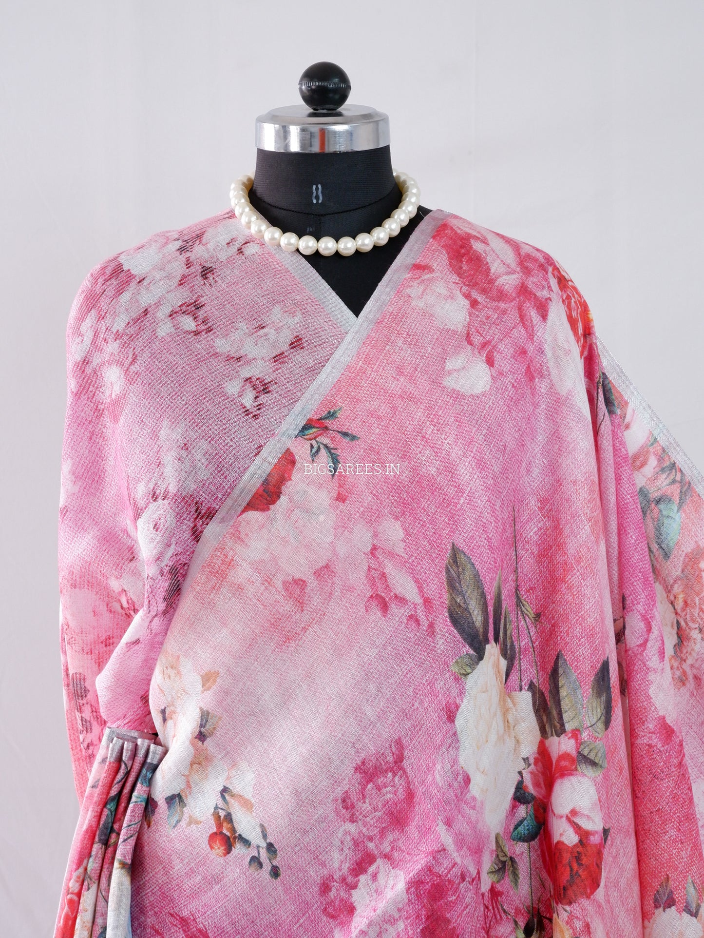 Digital Print Saree | Linen by Linen | Pink
