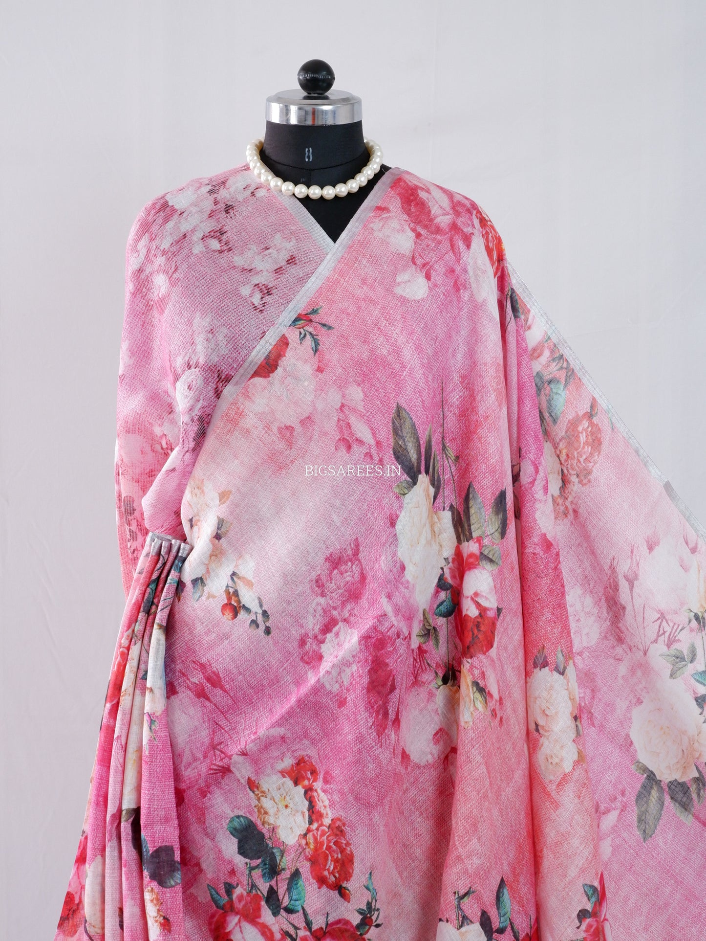 Digital Print Saree | Linen by Linen | Pink