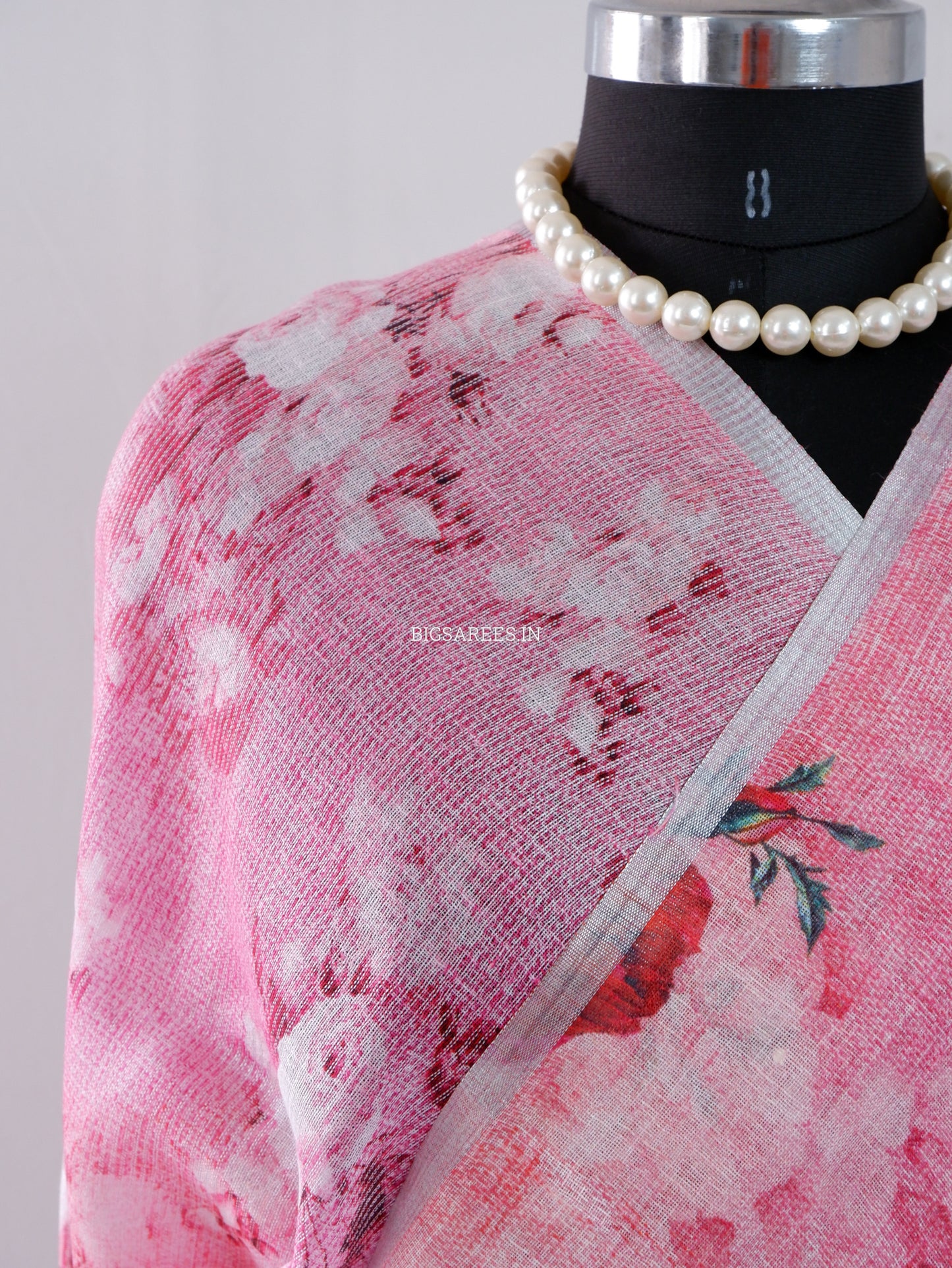 Digital Print Saree | Linen by Linen | Pink