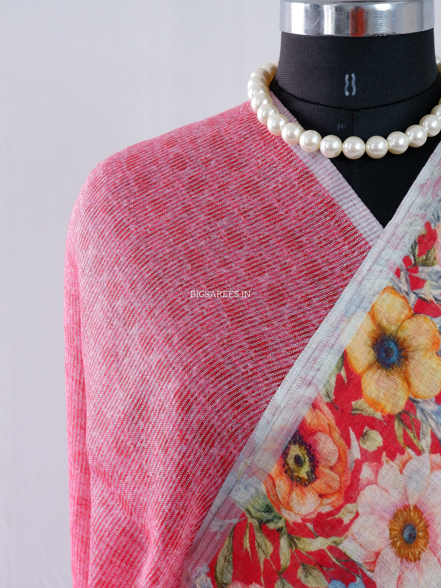 Digital Print Saree | Linen by Linen | Red
